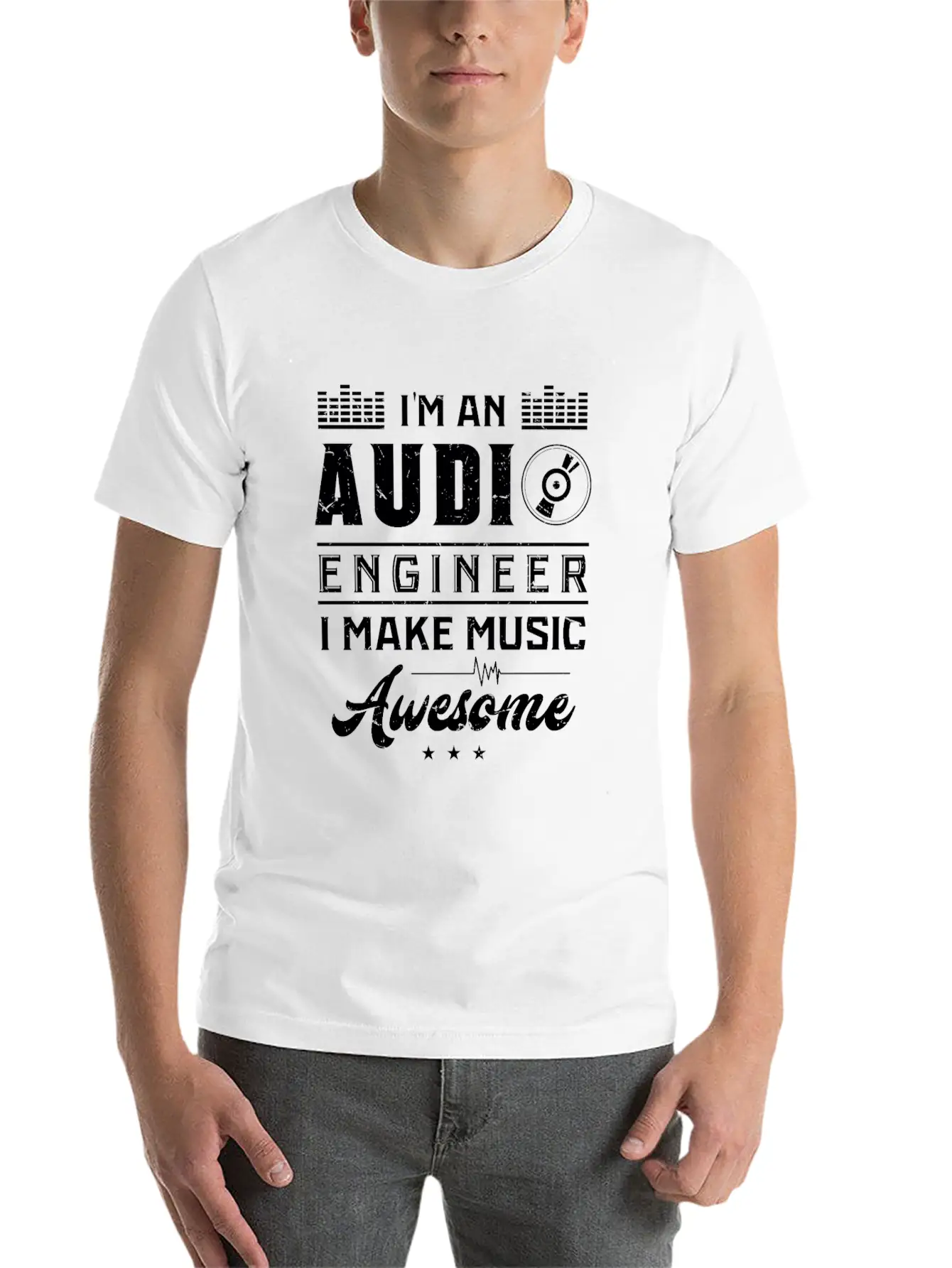 AUDIO ENGINEER: Awesome Music Timeless Short Sleeve Tee – Comfy And Minimalist Design