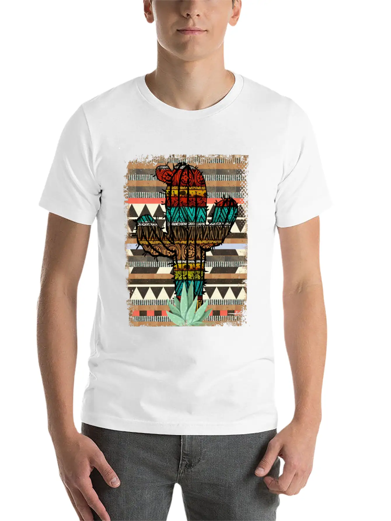 Aztec Cactus Stylish Everyday T-Shirt – Unisex Basic Cotton Tee