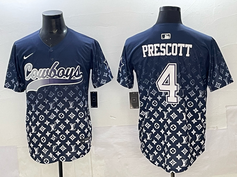 Men's Dallas Cowboys Dak Prescott #4 Navy Team Game Player Jersey