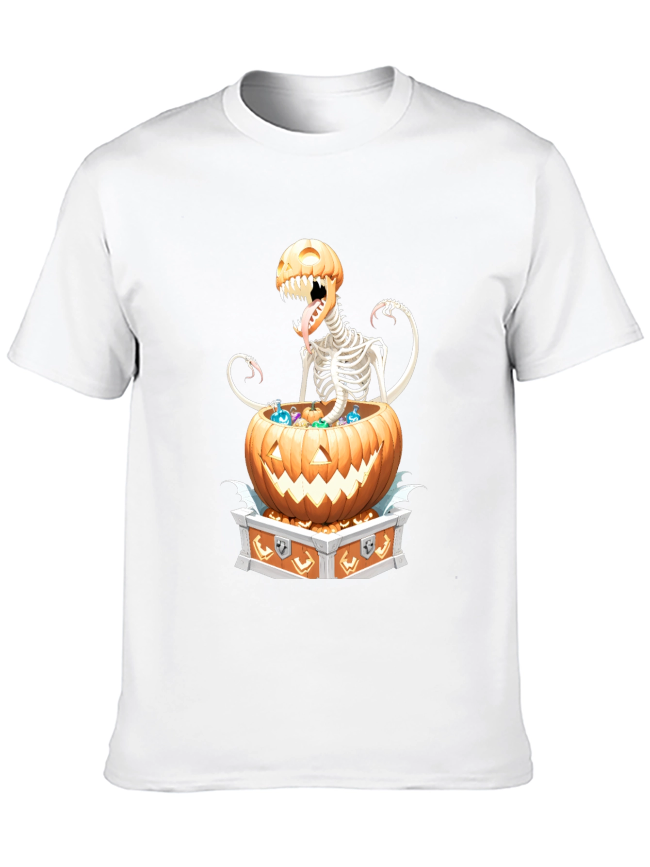 Spooky Skeleton Pumpkin T-Shirt - Halloween Style