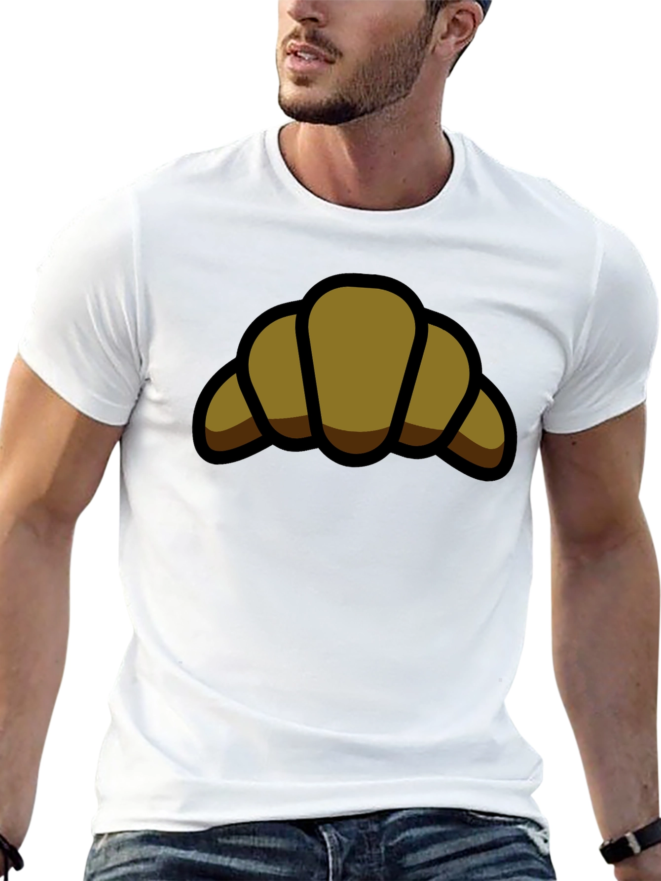 Croissant Graphic Black T-Shirt - Casual Comfort