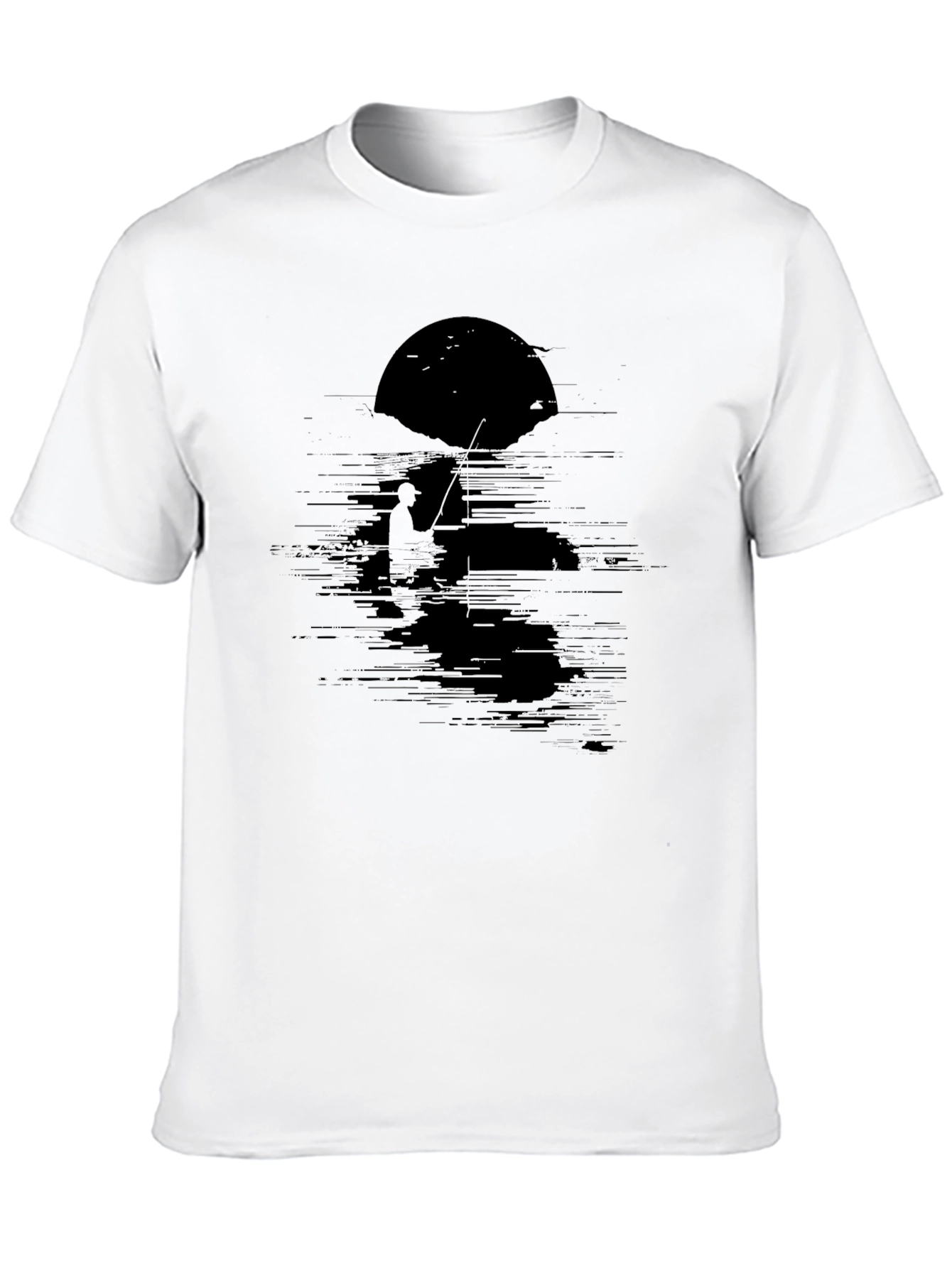 Mens Black Fishing Graphic Tee