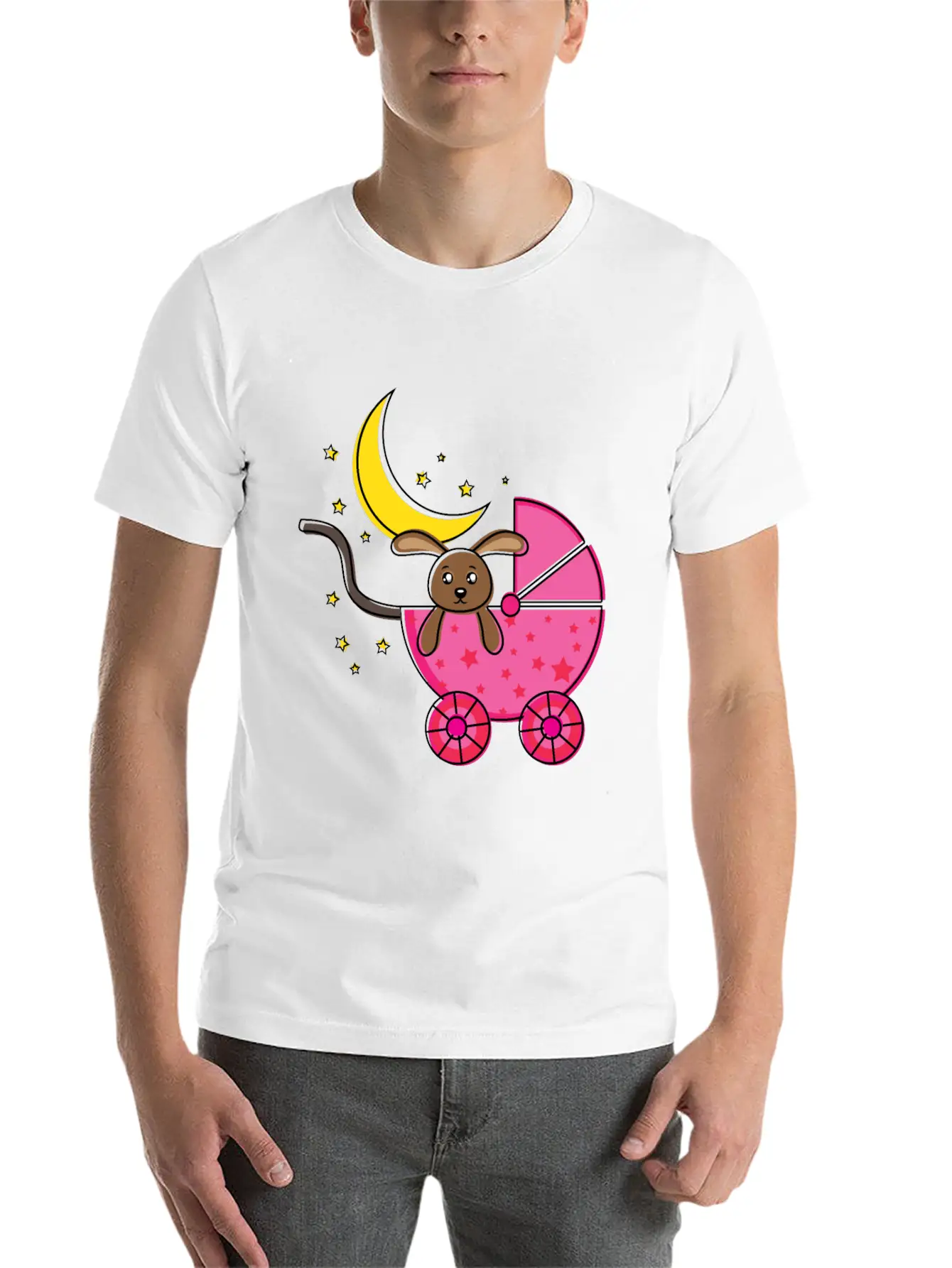 Baby Teddy Bear In Pink Cart Comfortable Minimalist Graphic Tee – Summer Style Essential