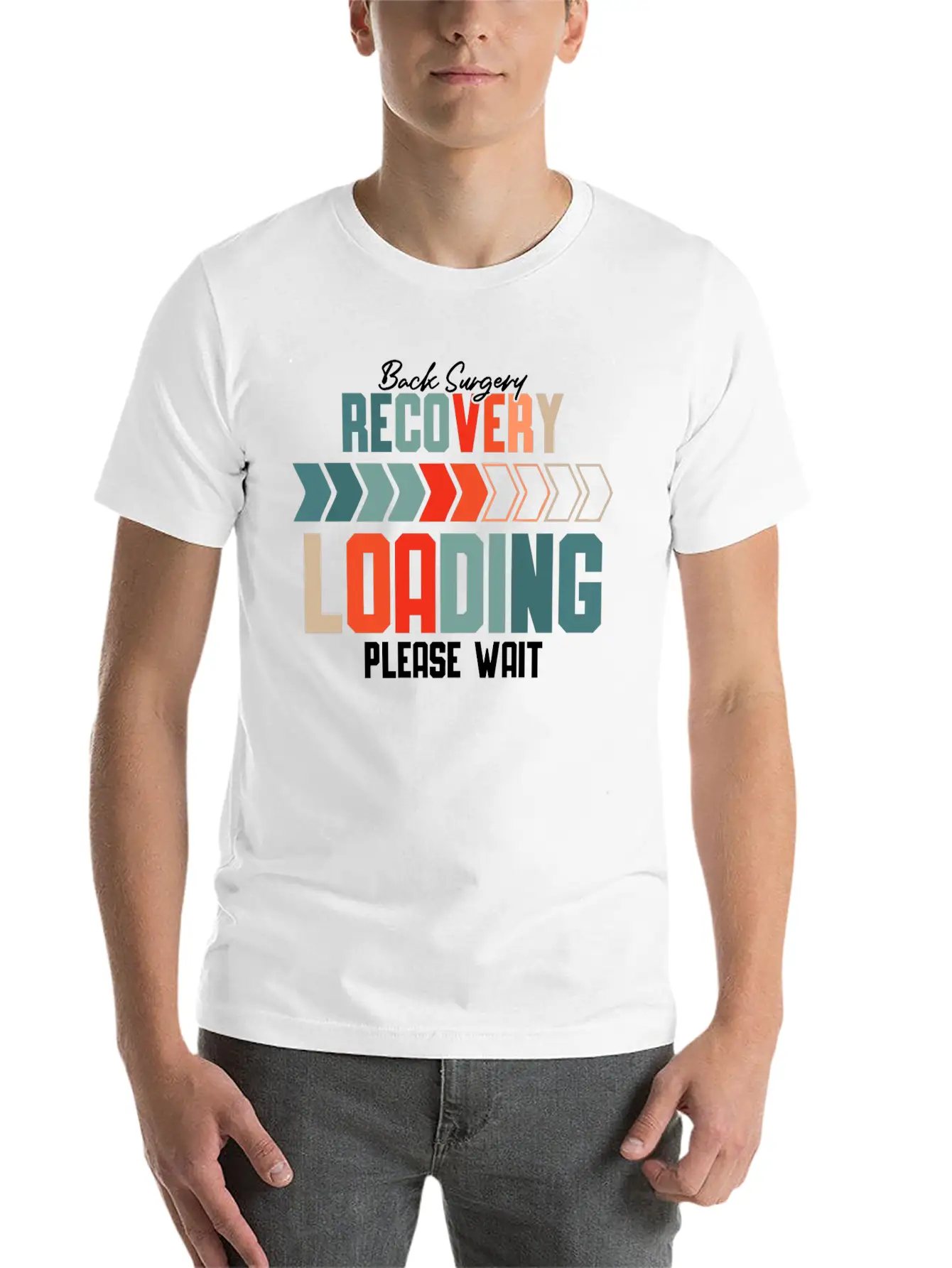Back Surgery Recovery Loading Please Wait 5 Unisex Short Sleeve Soft Cotton T-Shirt – Casual Everyday Wear
