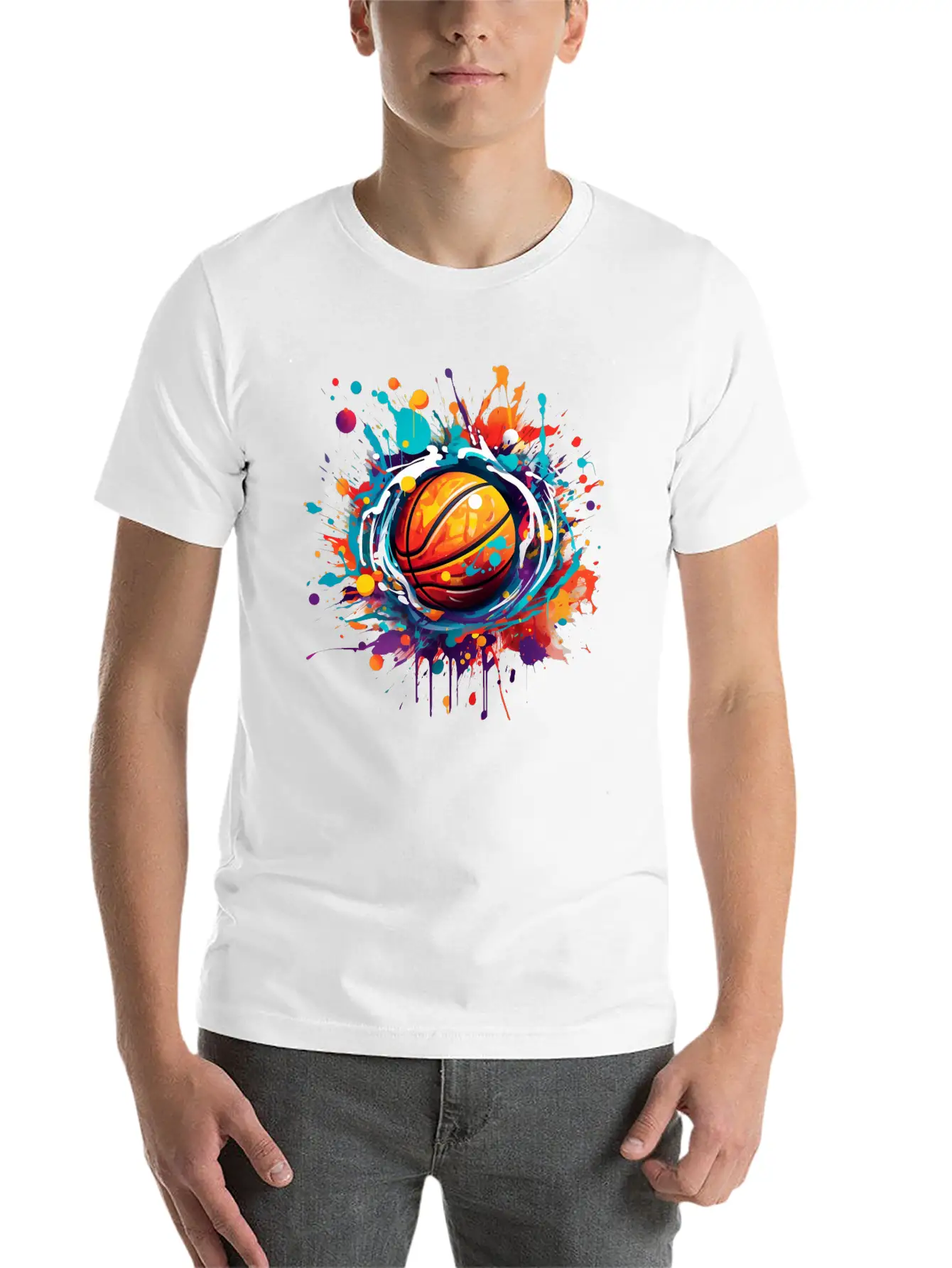 Basketball Graffiti Art Unisex Short Sleeve Soft Cotton T-Shirt – Casual Everyday Wear