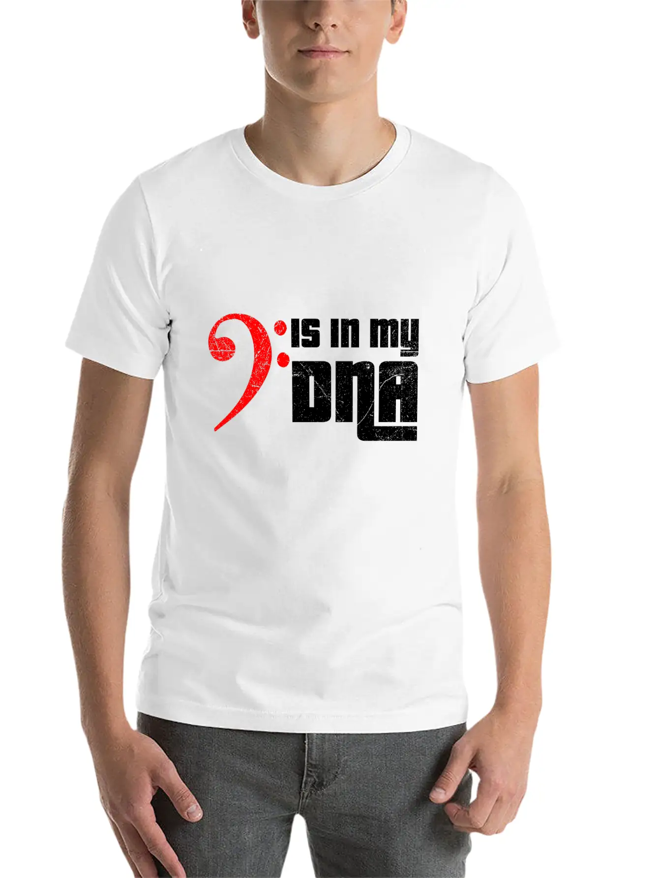 Bass Guitar Bass Clef Is In My DNA Funny Gift Idea Unisex Casual T-Shirt – Clean Design For Daily Comfort