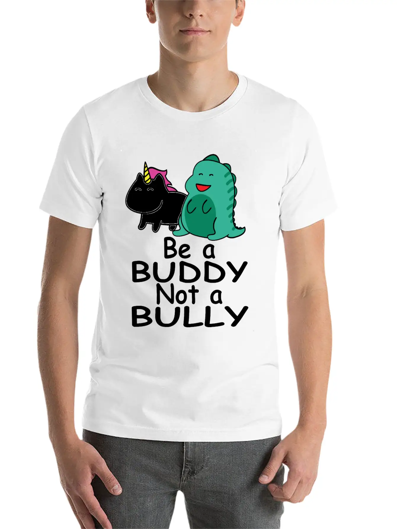 Be A Buddy Not A Bully Mythical Creatures Anti Comfortable Minimalist Graphic Tee – Summer Style Essential