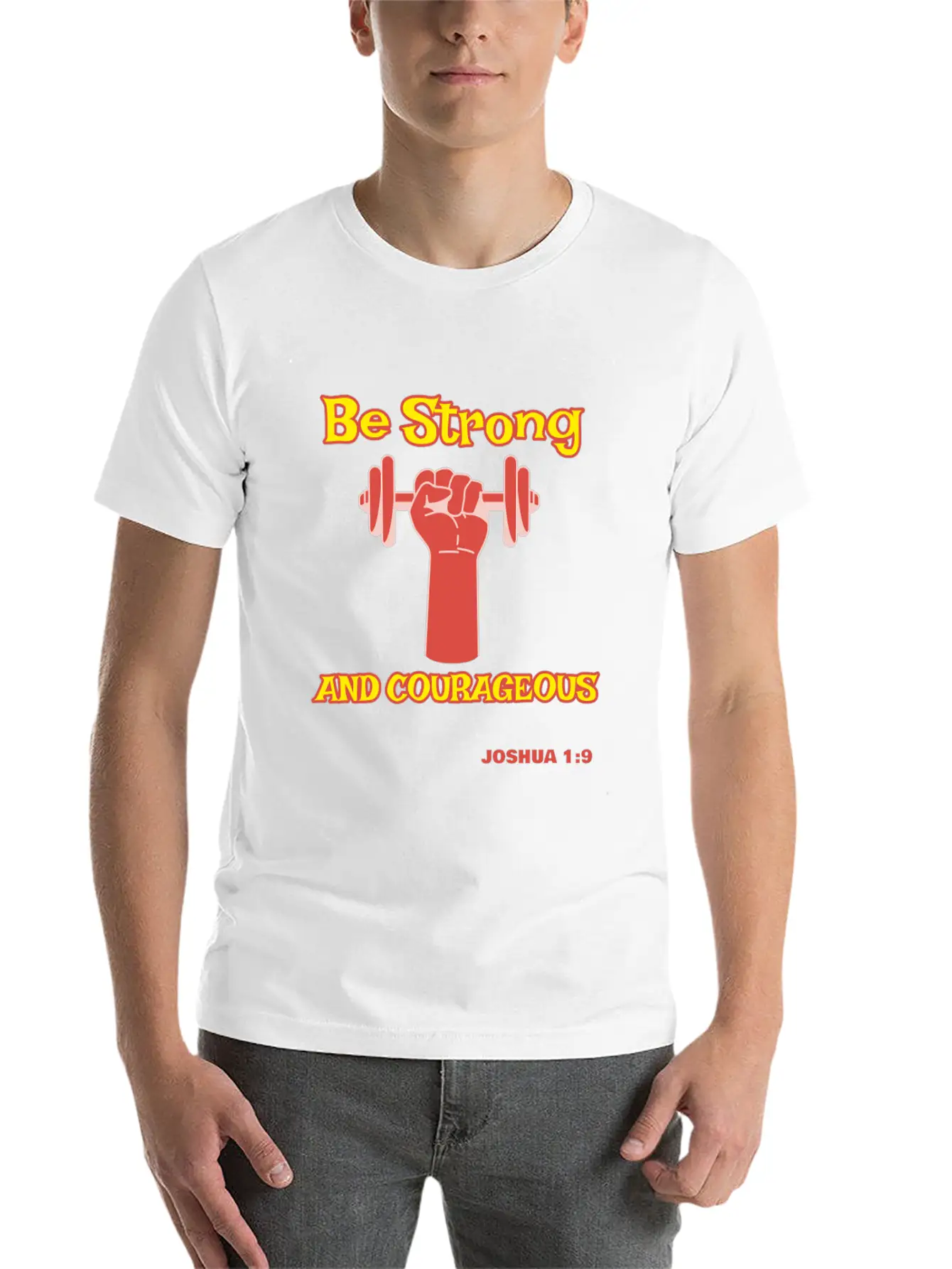 Be Strong And Courageous Joshua 1:9 Christian Tee Basic Graphic T-Shirt – Daily Comfort In Soft Cotton