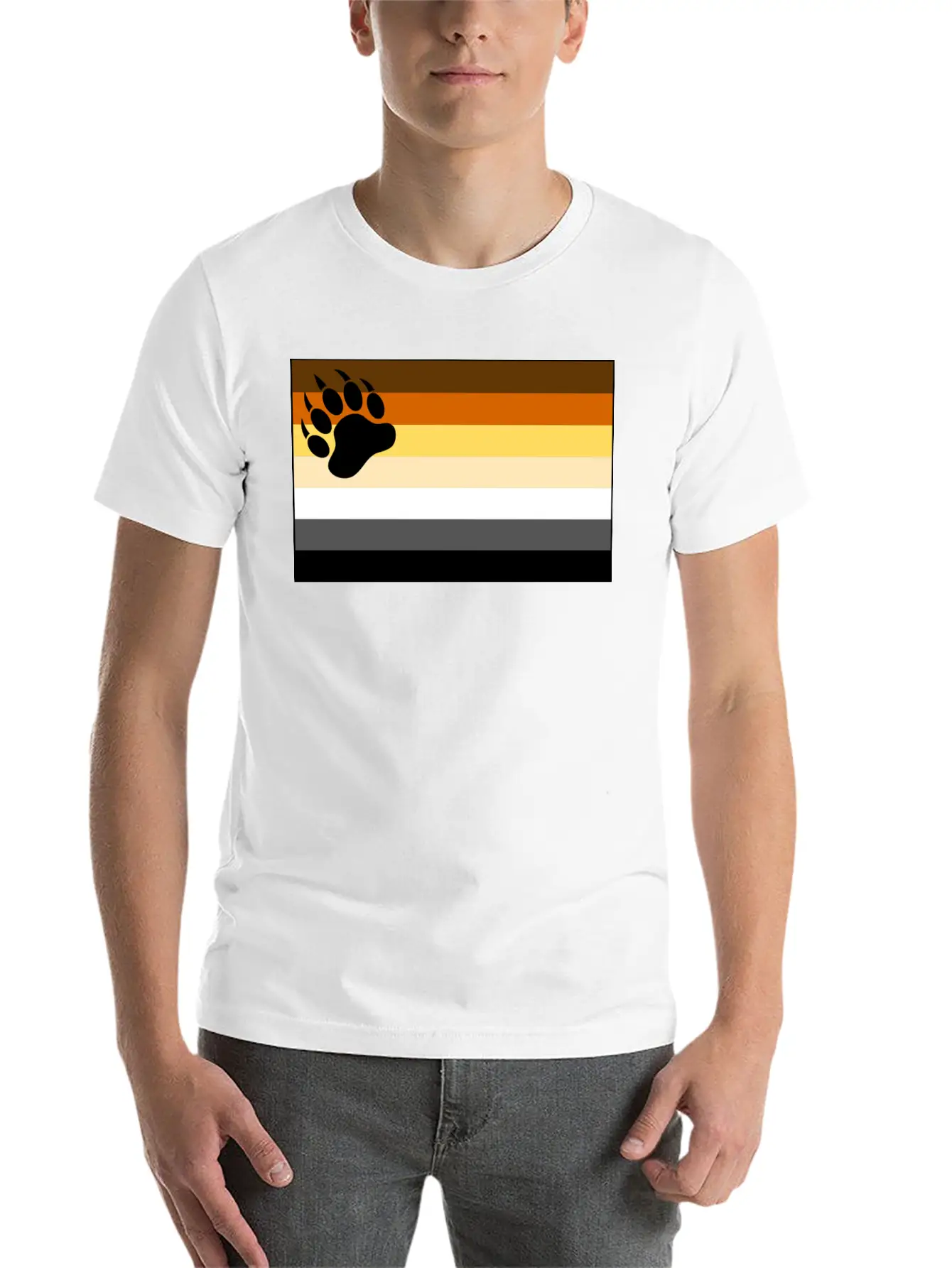 Bear Flag For White Backg Unisex Short Sleeve Soft Cotton T-Shirt – Casual Everyday Wear