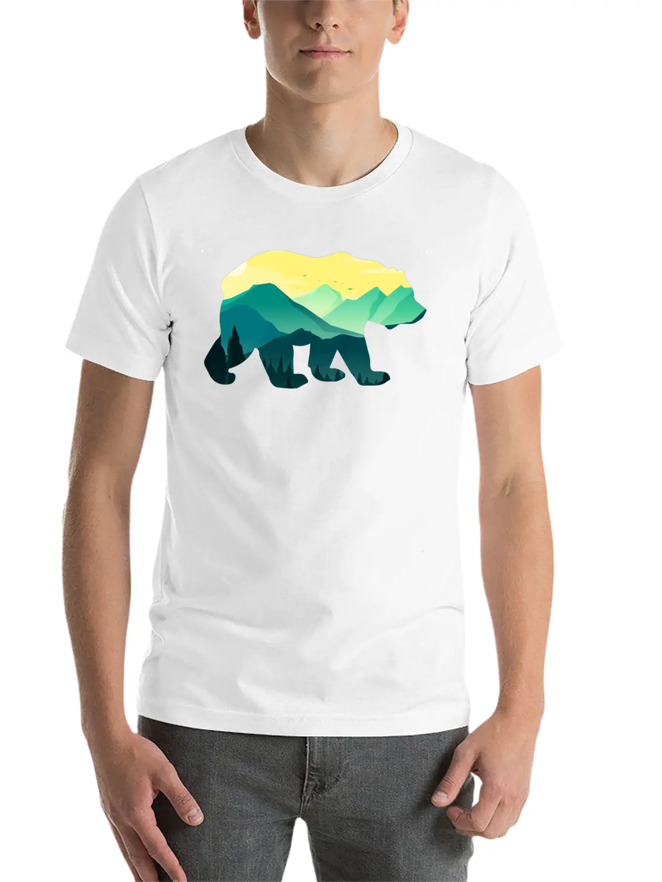 Bear Nature Gift Planet Forest Unisex Short Sleeve Soft Cotton T-Shirt – Casual Everyday Wear