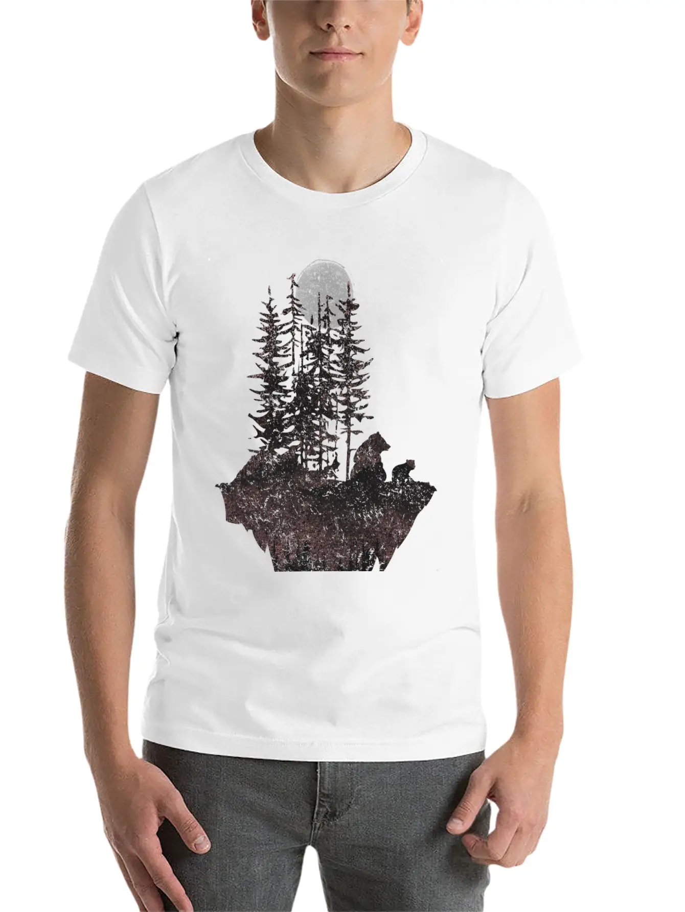 Bears And Moon Stylish Everyday T-Shirt – Unisex Basic Cotton Tee