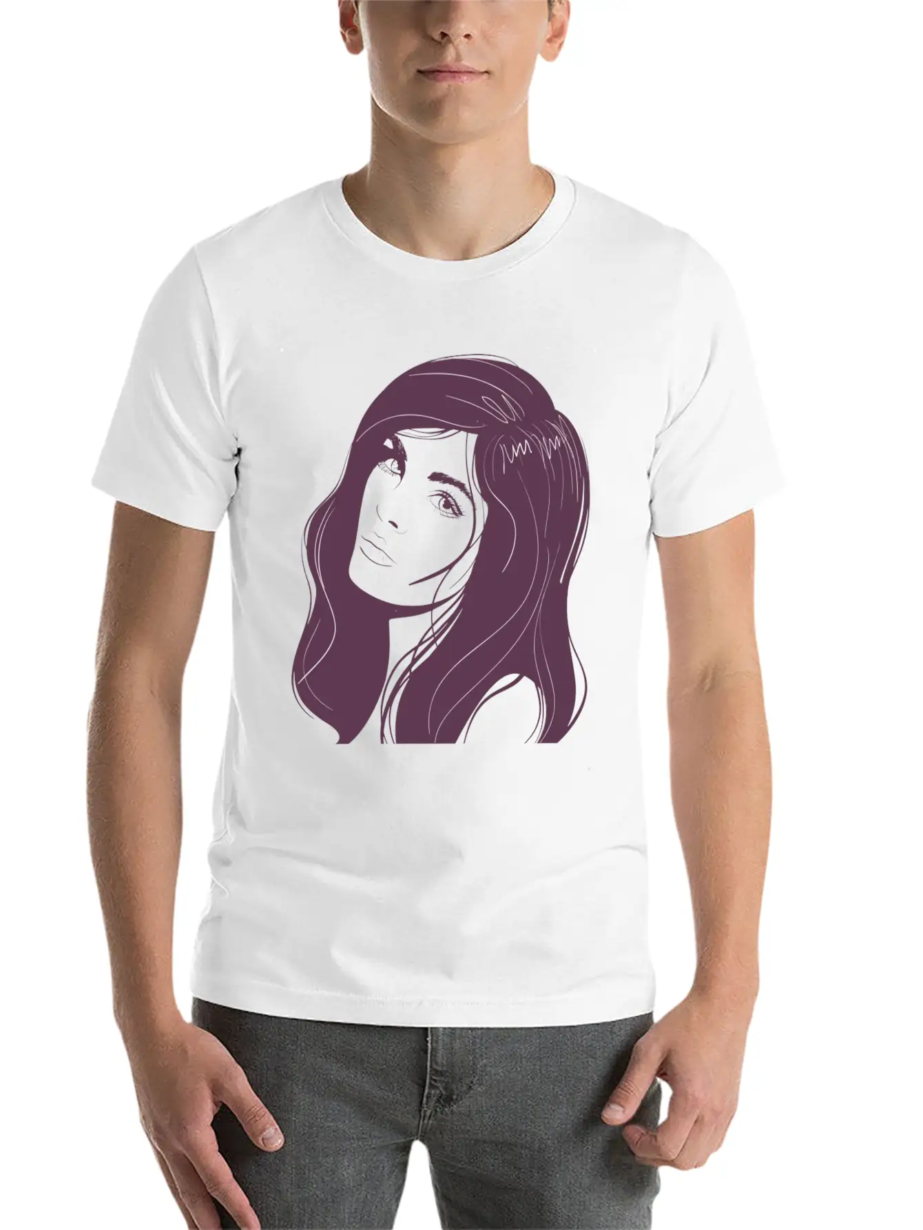 Beauty Girl Hair Painting Unisex Short Sleeve Soft Cotton T-Shirt – Casual Everyday Wear