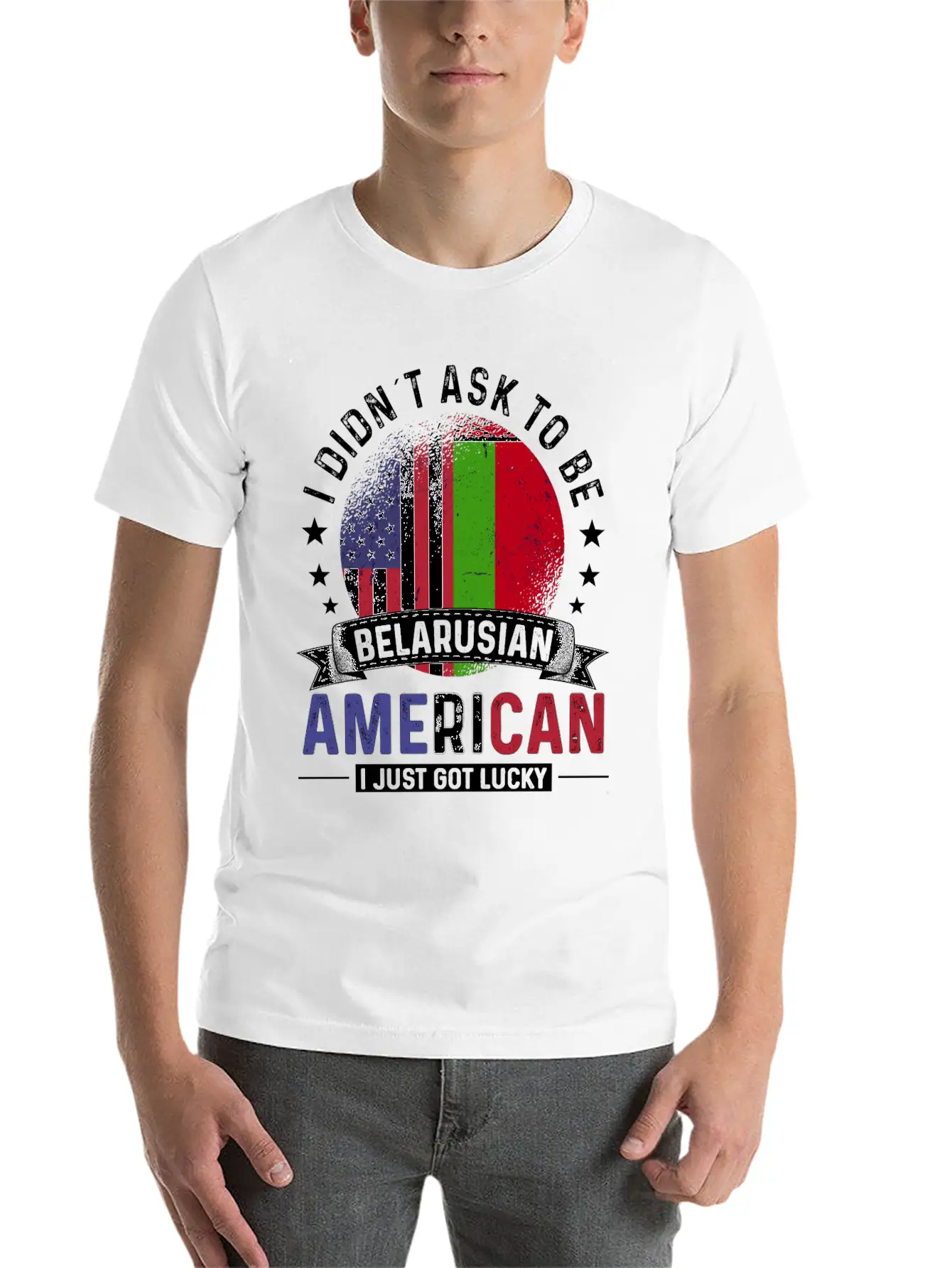 Belarusian American Flags Pride Belarus Flag Unisex Short Sleeve Soft Cotton T-Shirt – Casual Everyday Wear