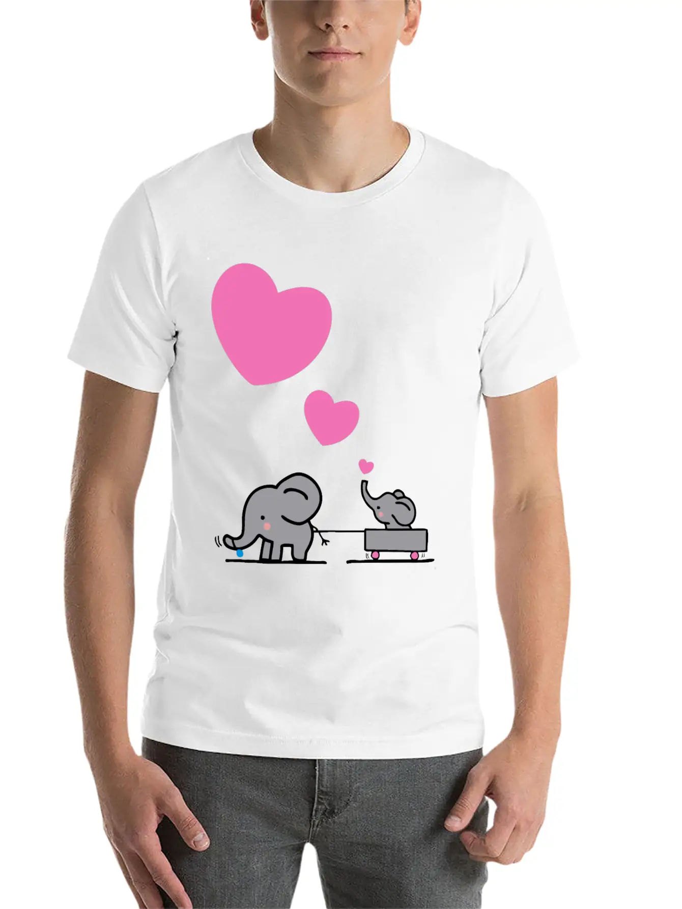 Big Elephant Pulls Small Elephants In A Small Cart Stylish Everyday T-Shirt – Unisex Basic Cotton Tee