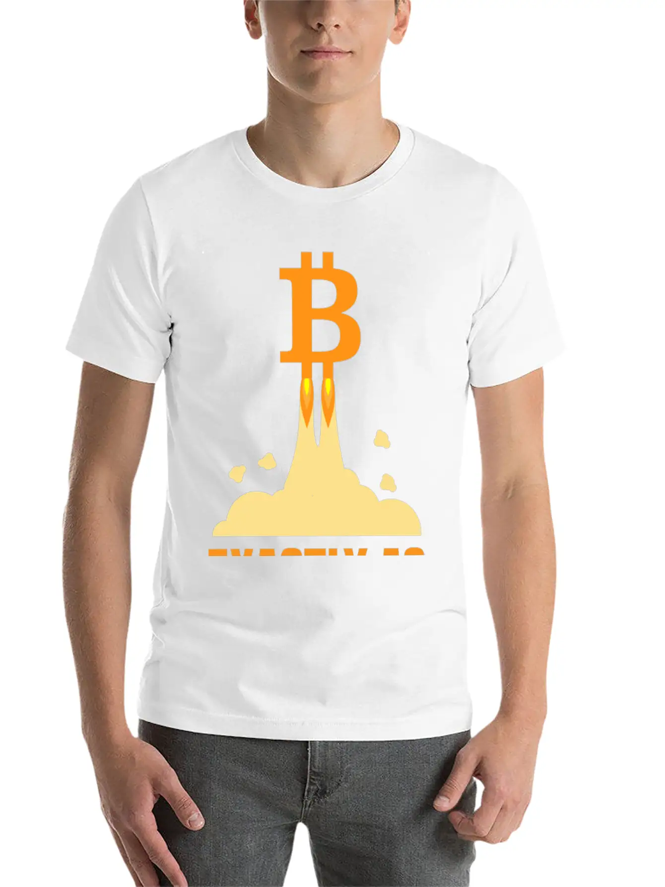 Bitcoin And A Rocket To The Moon Timeless Short Sleeve Tee – Comfy And Minimalist Design