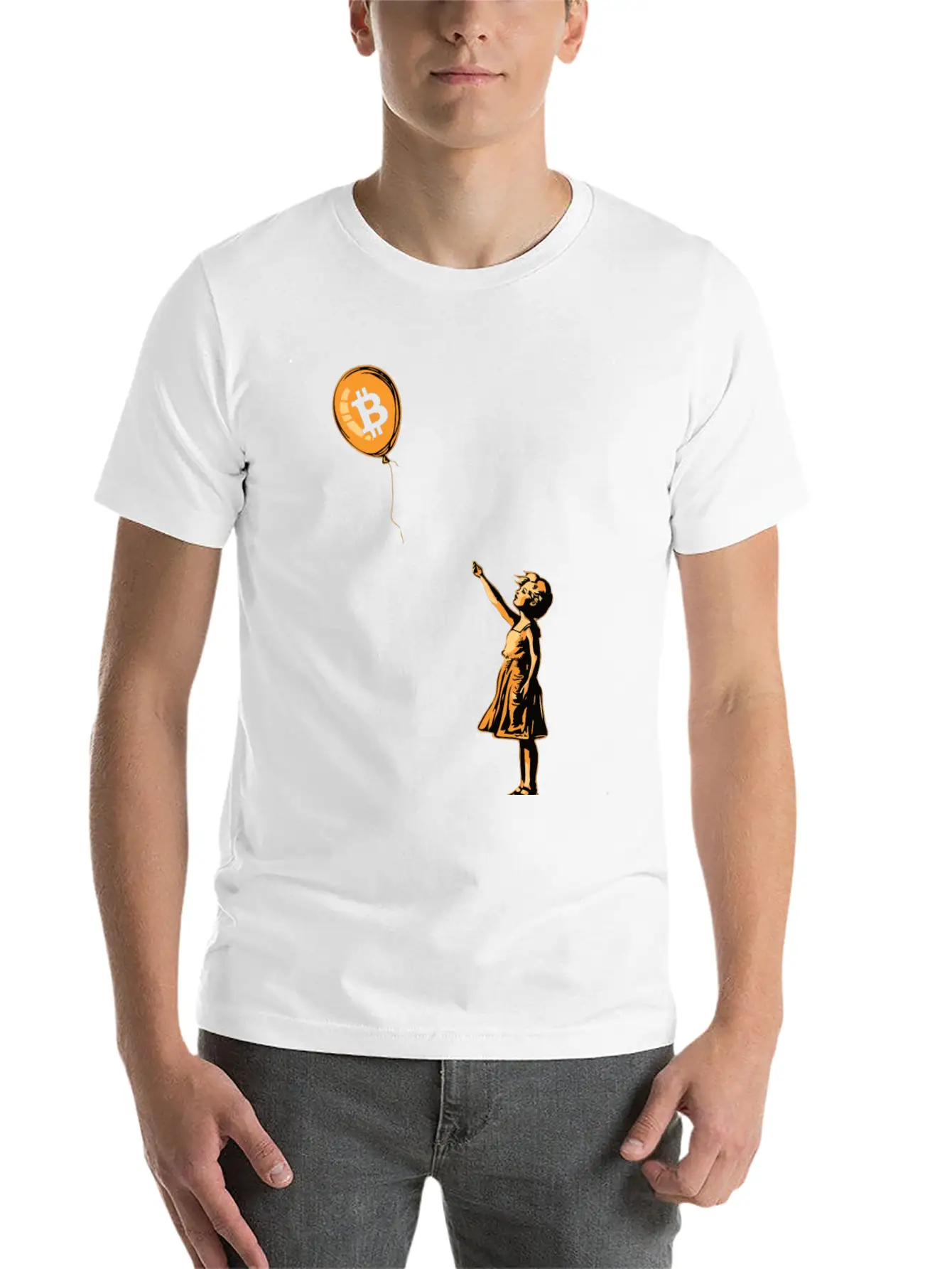 Bitcoin BTC Balloon Cryptocurrency Unisex Short Sleeve Soft Cotton T-Shirt – Casual Everyday Wear