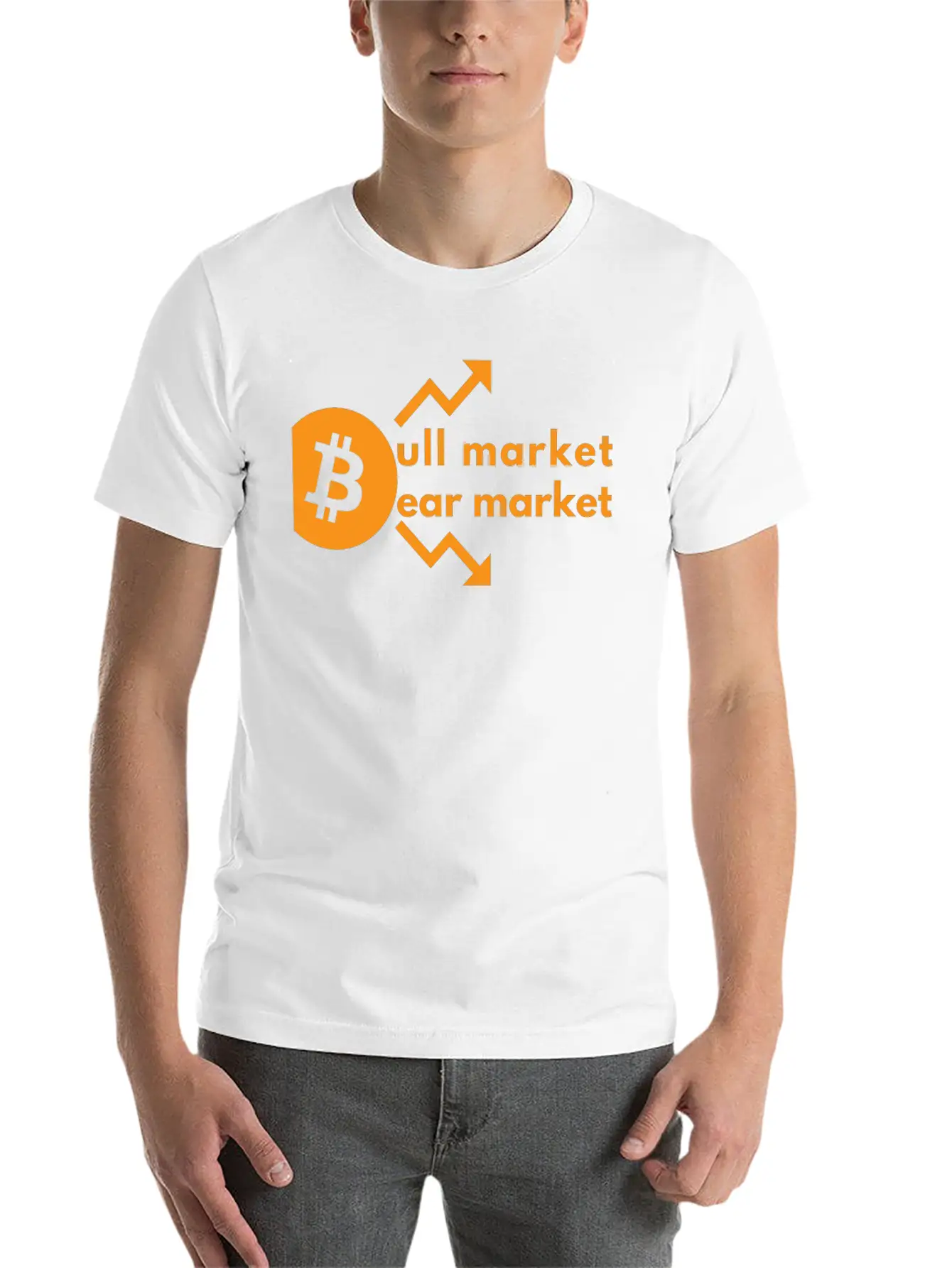 Bitcoin Bull And Bear Market- Crypto Design Unisex Short Sleeve Soft Cotton T-Shirt – Casual Everyday Wear