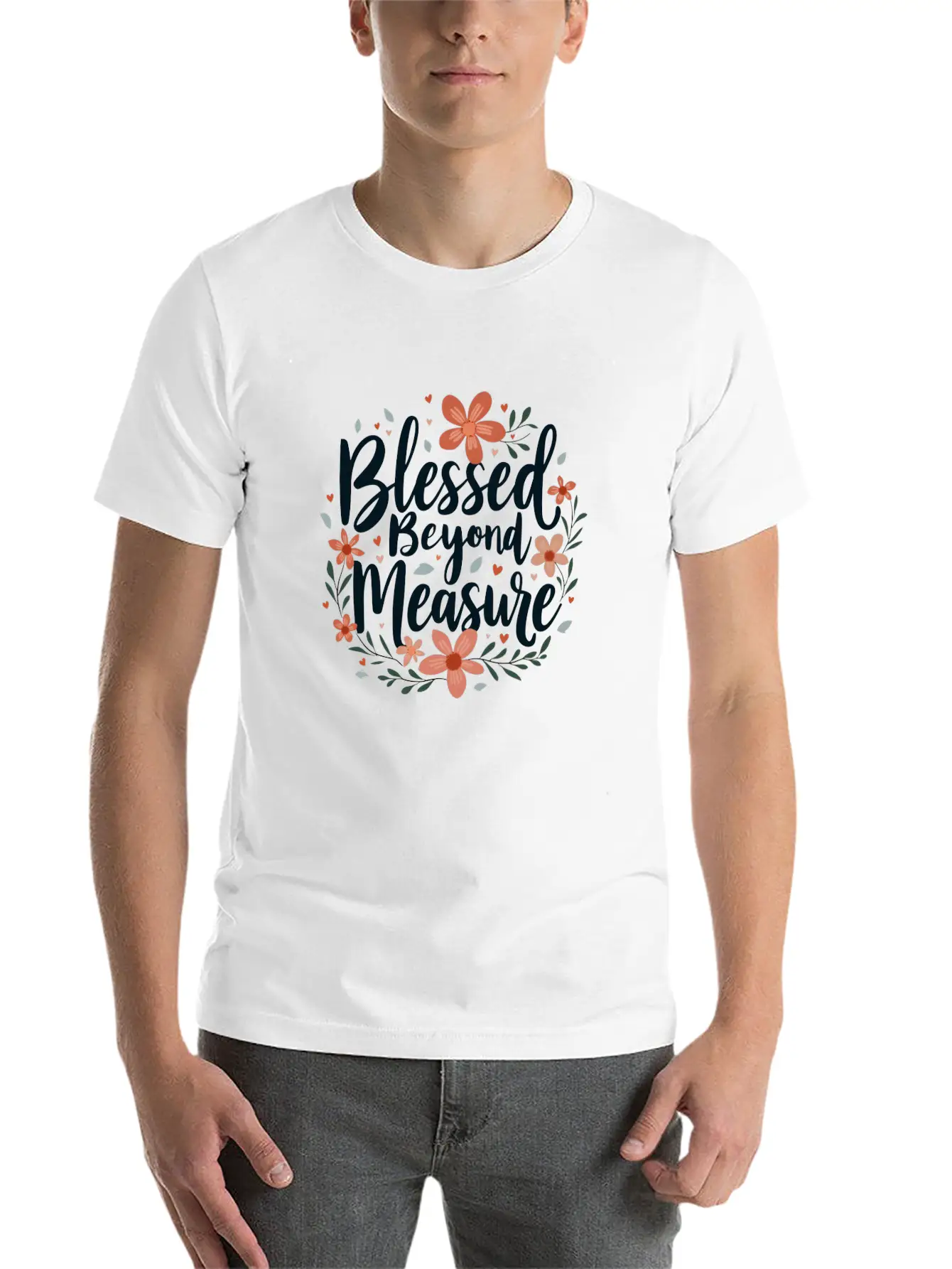 Blessed Beyond Measure Floral Inspiration Basic Graphic T-Shirt – Daily Comfort In Soft Cotton