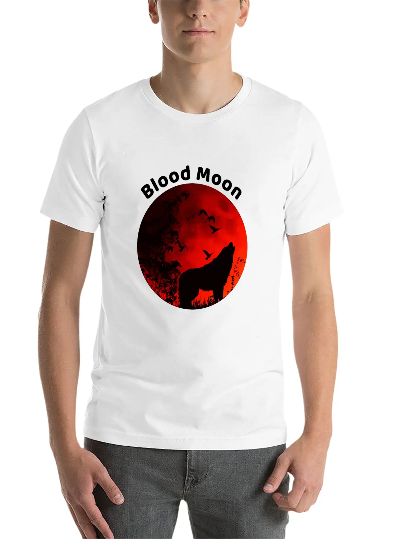 Blood Moon Lunar Eclipse Wolf Howling At The Moon Timeless Short Sleeve Tee – Comfy And Minimalist Design