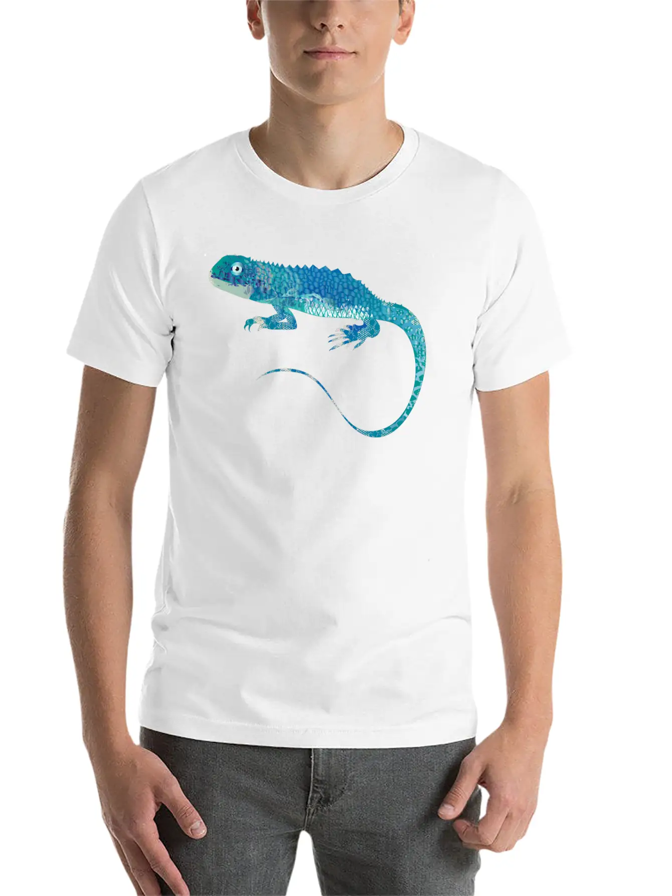 Blue Iguana Collage Of Different Patterns Unisex Short Sleeve Soft Cotton T-Shirt – Casual Everyday Wear