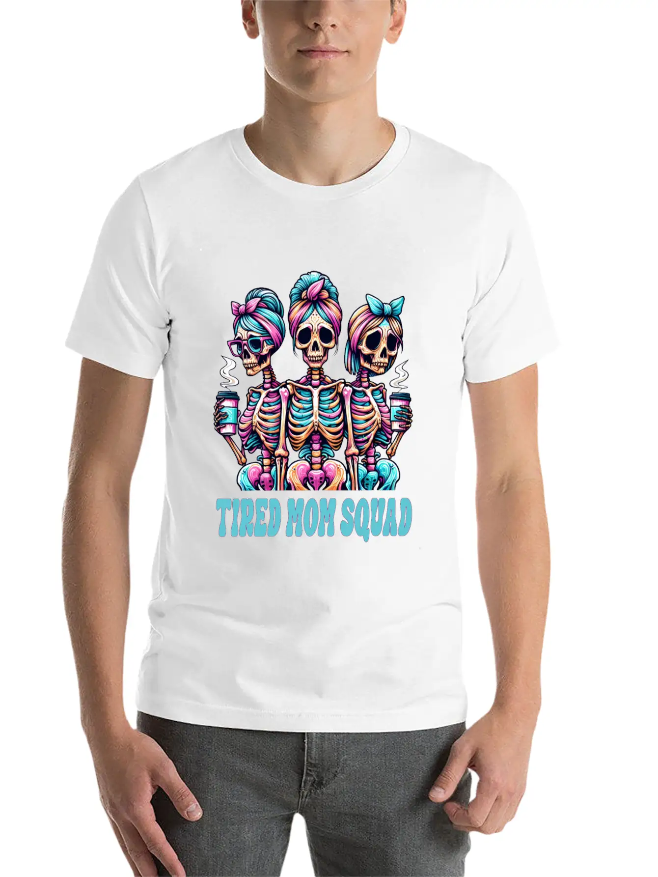 Boojee Tired Mom Squad Skeletons Comfortable Minimalist Graphic Tee – Summer Style Essential