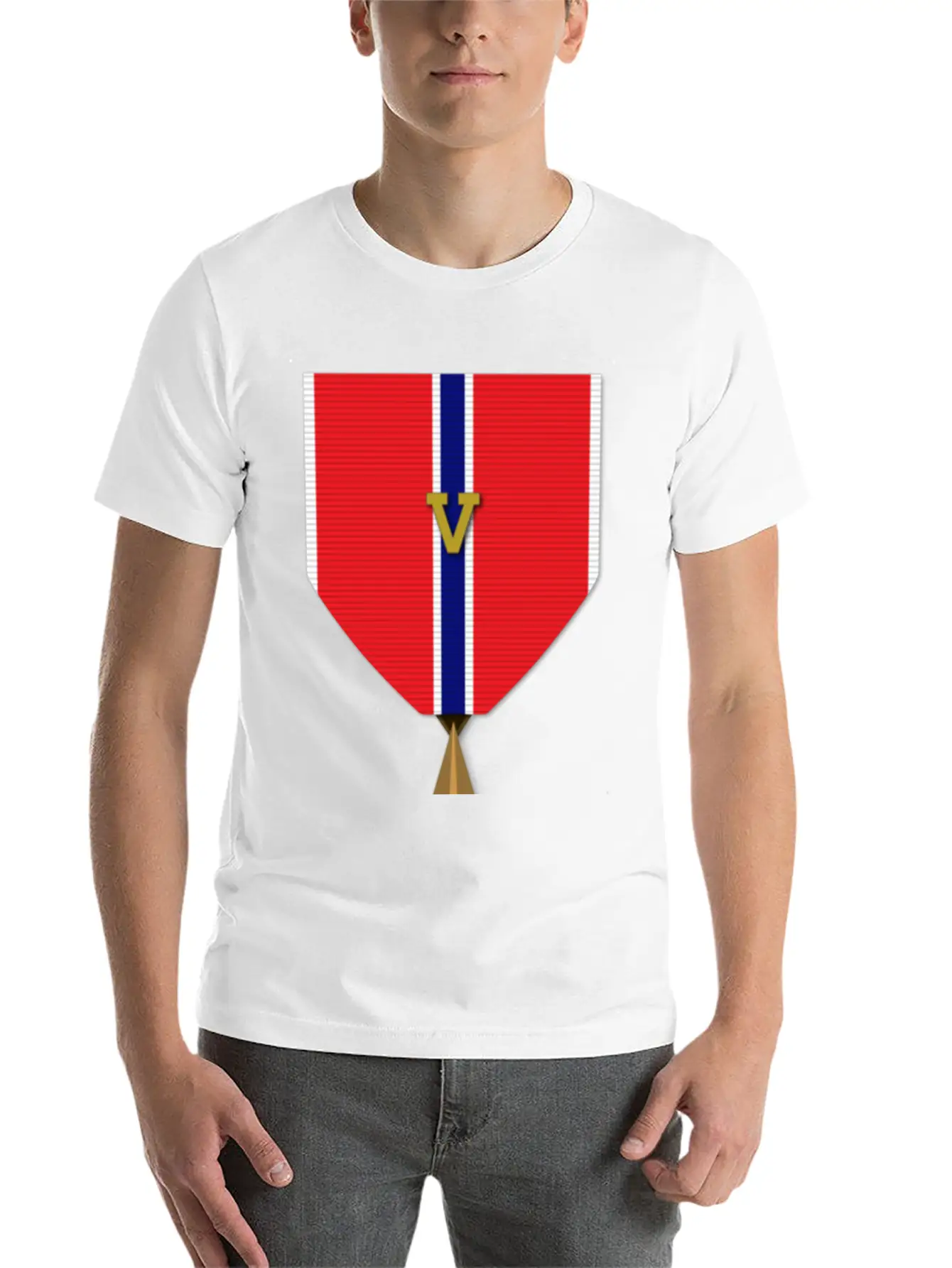 Bronze Star With Valor Device Unisex Short Sleeve Soft Cotton T-Shirt – Casual Everyday Wear