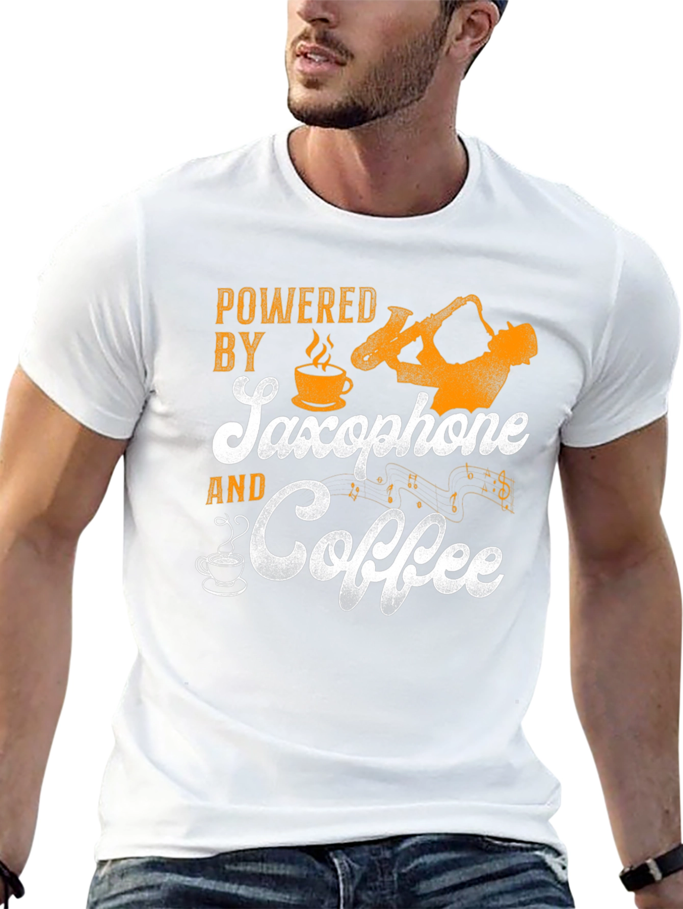 Saxophone and Coffee Graphic Tee