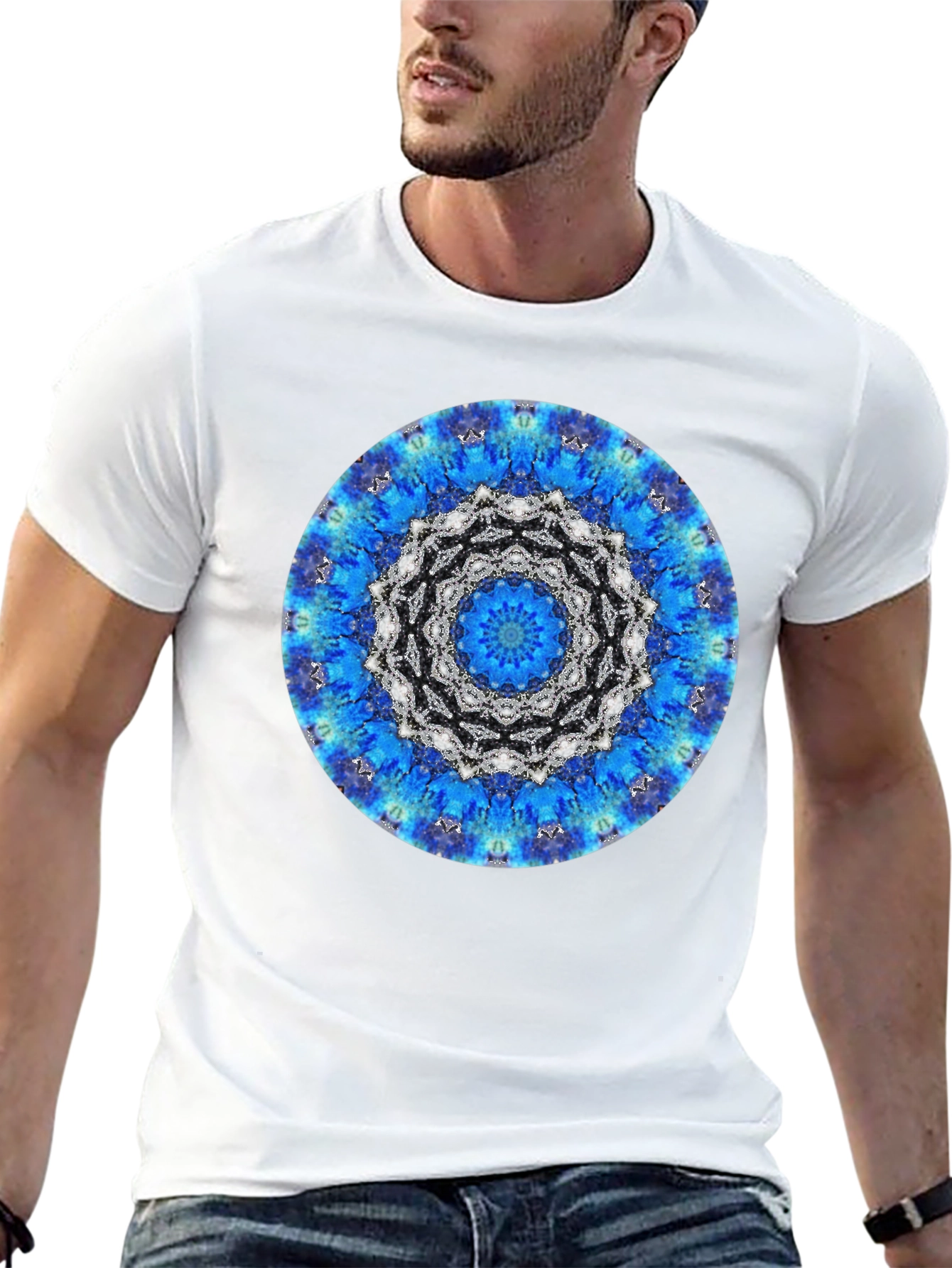 Blue Mandala Graphic Tee - Stylish Unisex T-Shirt