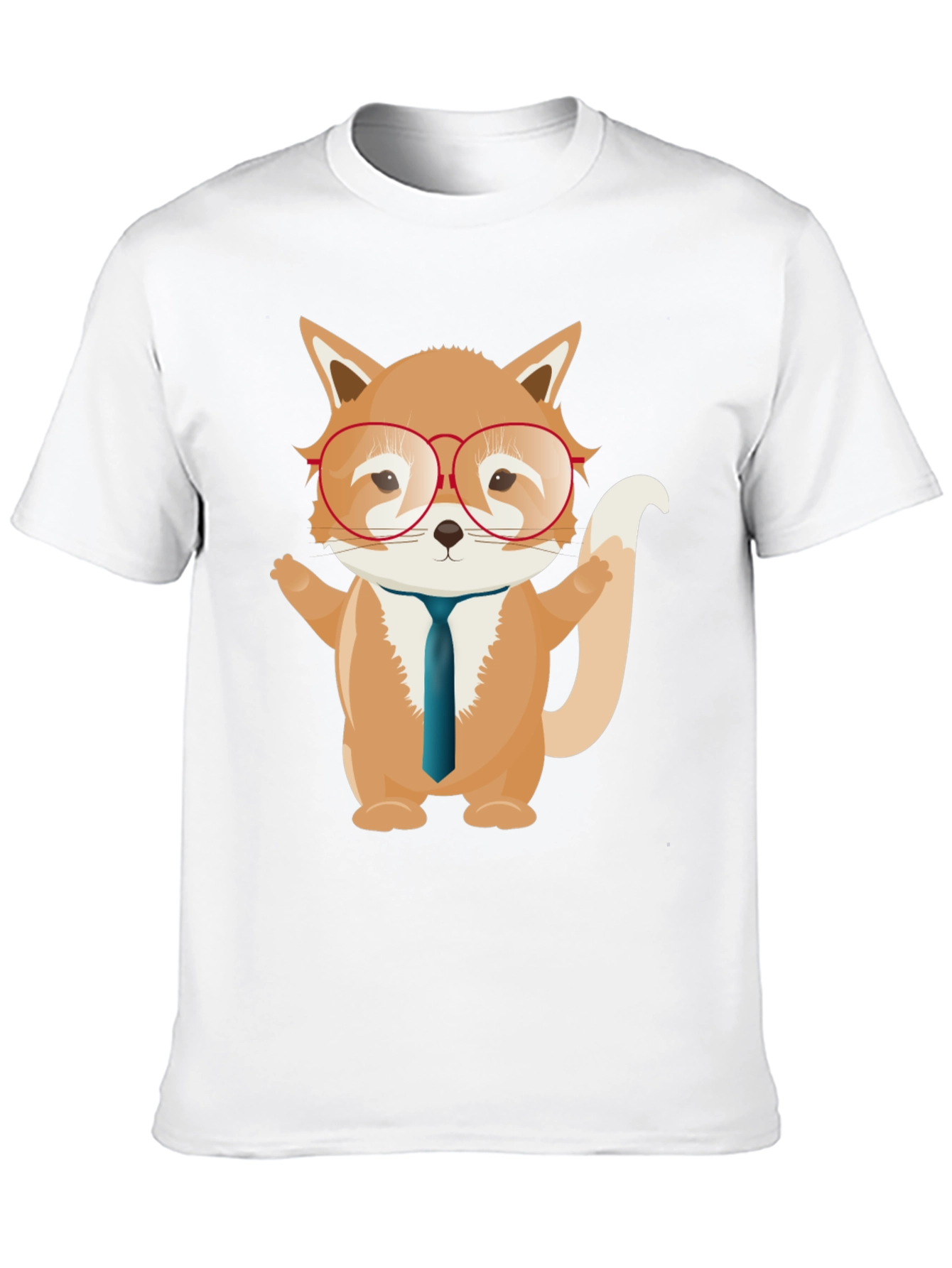 Fox with Glasses Graphic T-Shirt - Black