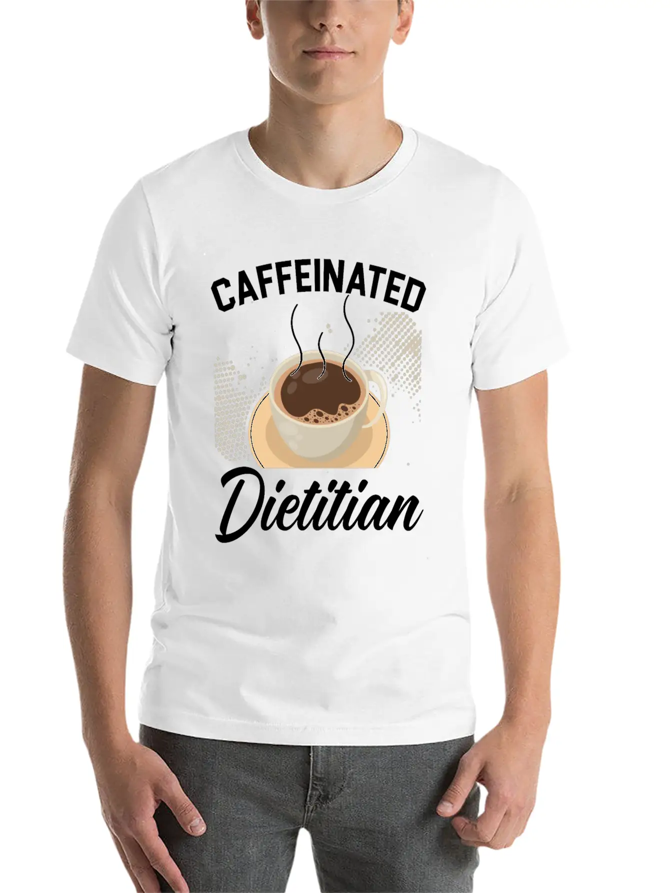 Caffeinated Dietitian Nutrionist Nutrition Coffee Essential Unisex Summer Tee – Soft Cotton Casual Fit