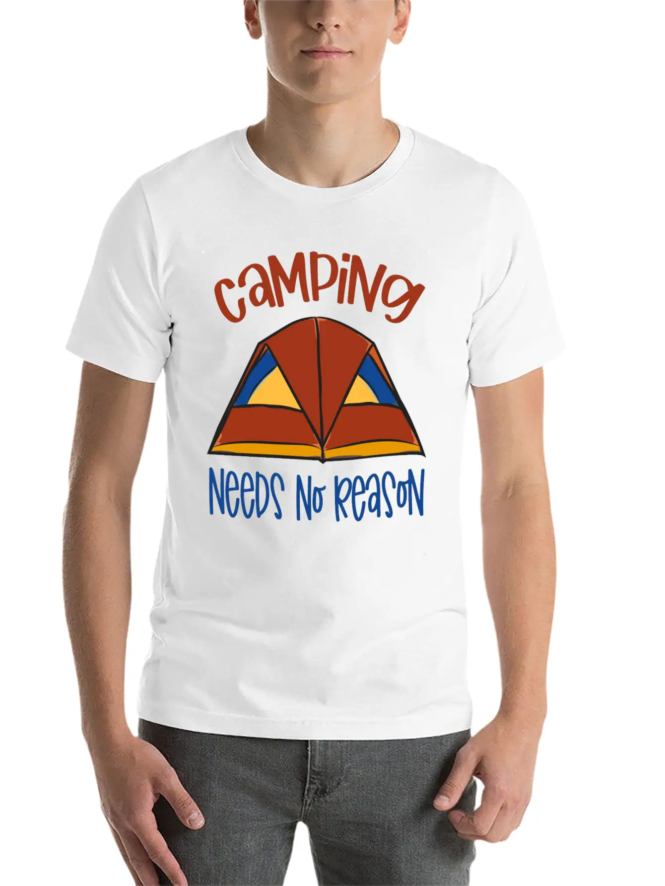 Camping Need No Reason Basic Graphic T-Shirt – Daily Comfort In Soft Cotton