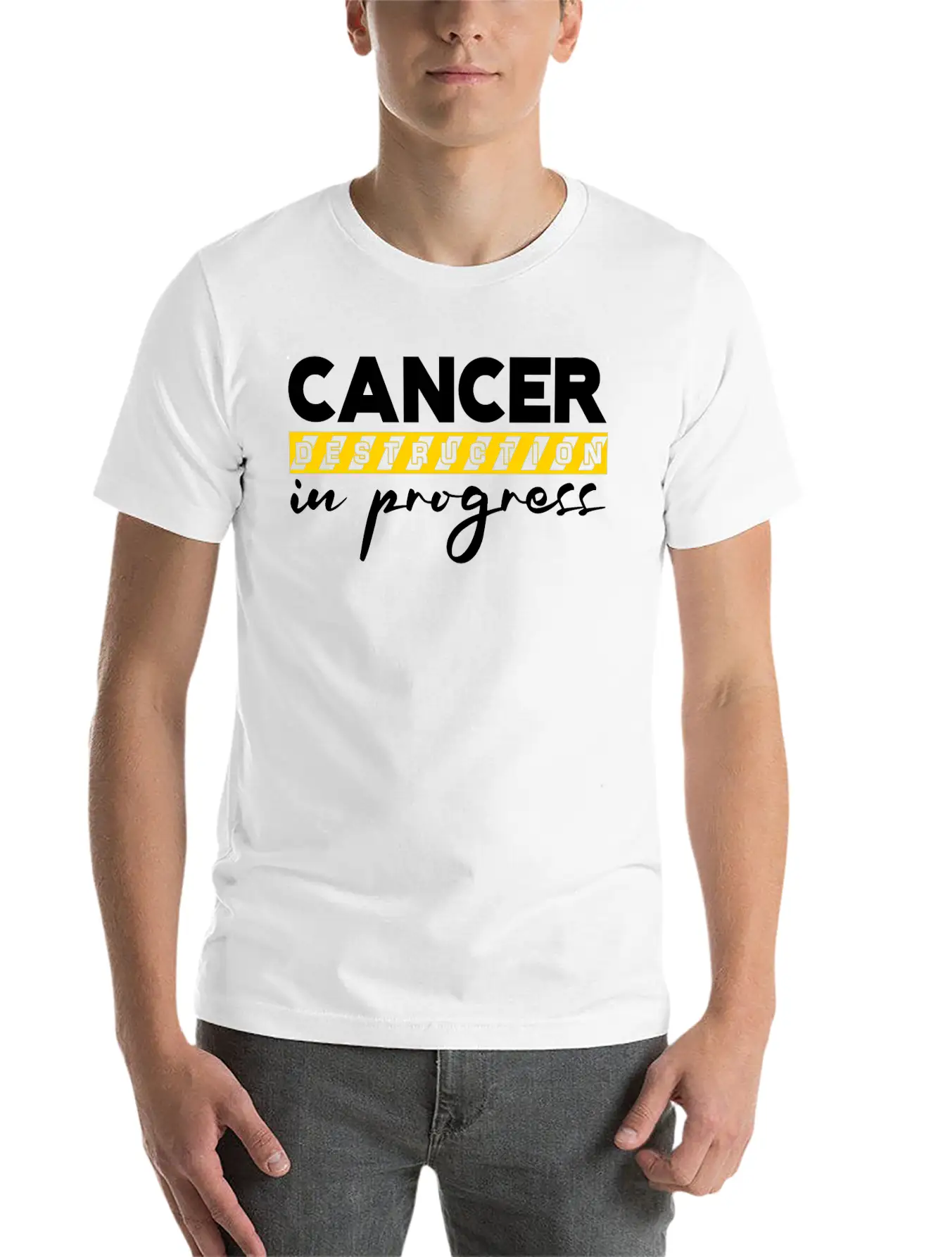Cancer Destruction In Progress 2 Unisex Short Sleeve Soft Cotton T-Shirt – Casual Everyday Wear