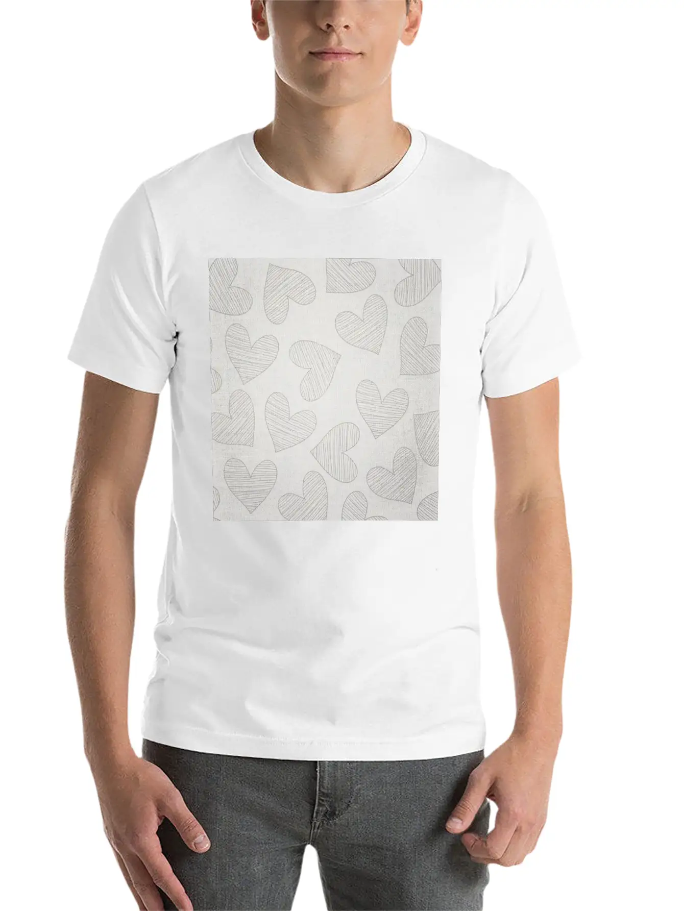 Canvas Design With Large Heart Shapes And A Great Stylish Everyday T-Shirt – Unisex Basic Cotton Tee