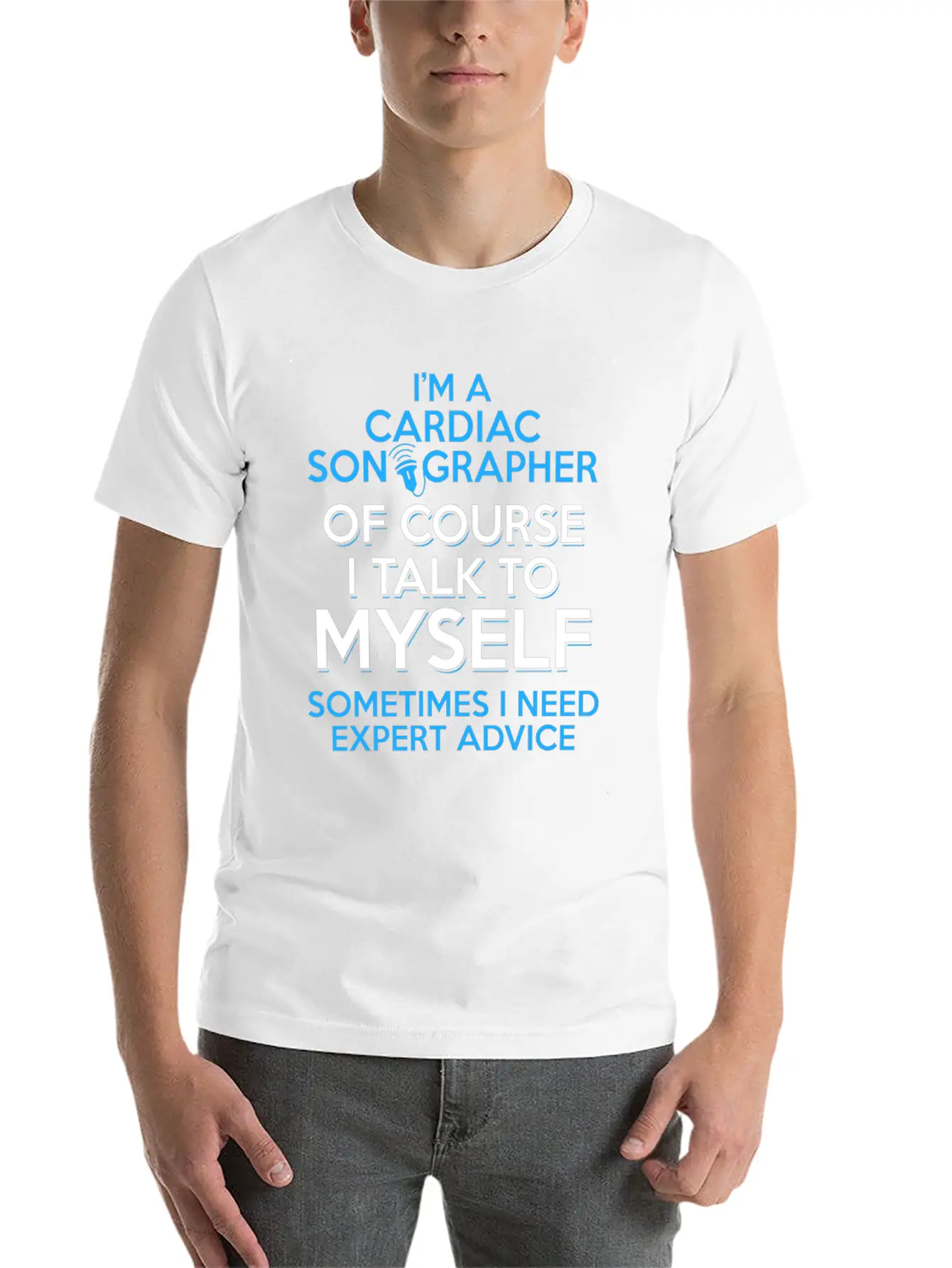 Cardiac Sonographer Echo Tech Expert RDCS Print Unisex Short Sleeve Soft Cotton T-Shirt – Casual Everyday Wear