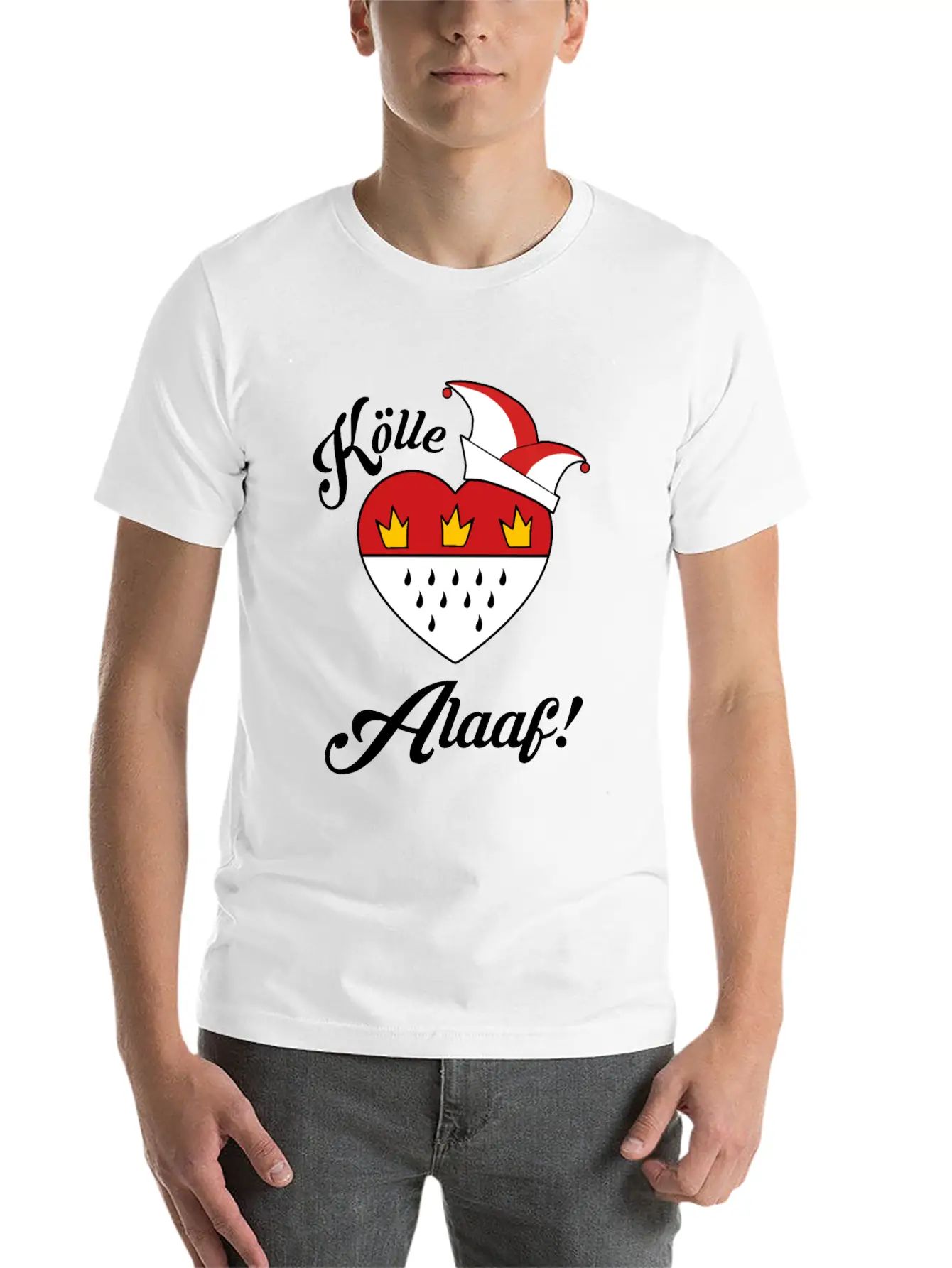 Carnival Costume Koelle Alaaf Heart Coat Of Arms Unisex Short Sleeve Soft Cotton T-Shirt – Casual Everyday Wear