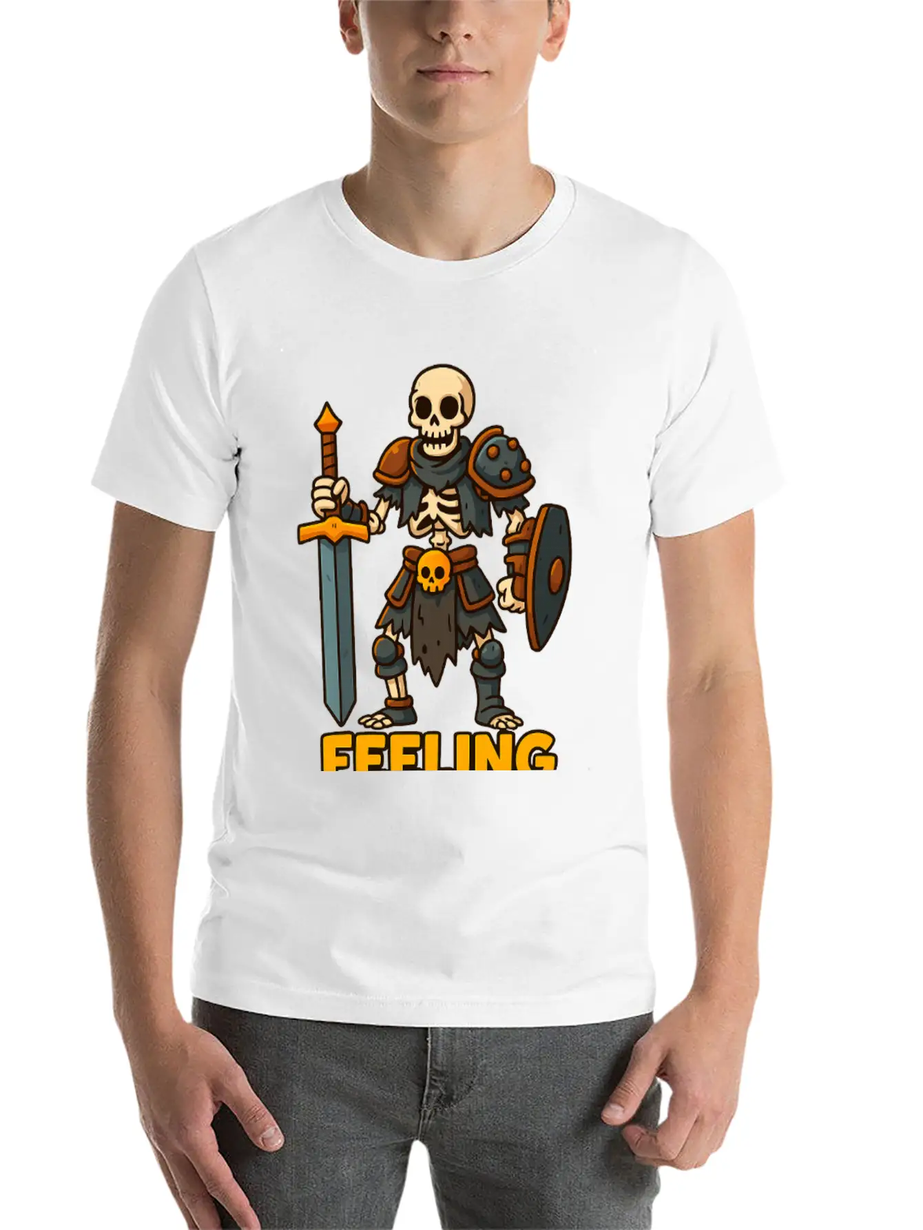 Cartoon Skeleton Warrior Comfortable Minimalist Graphic Tee – Summer Style Essential
