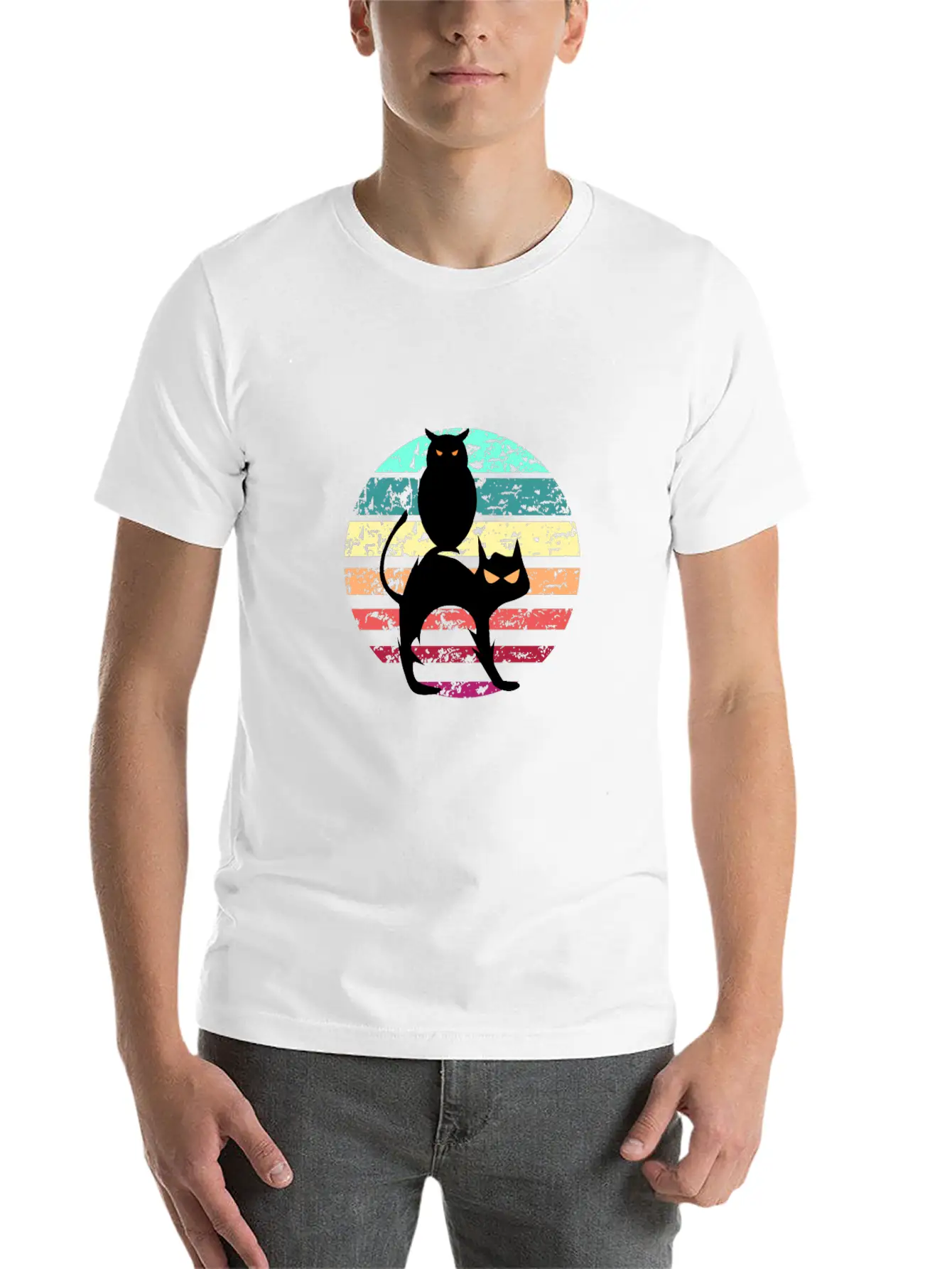 Cat And Owl Unisex Casual T-Shirt – Clean Design For Daily Comfort
