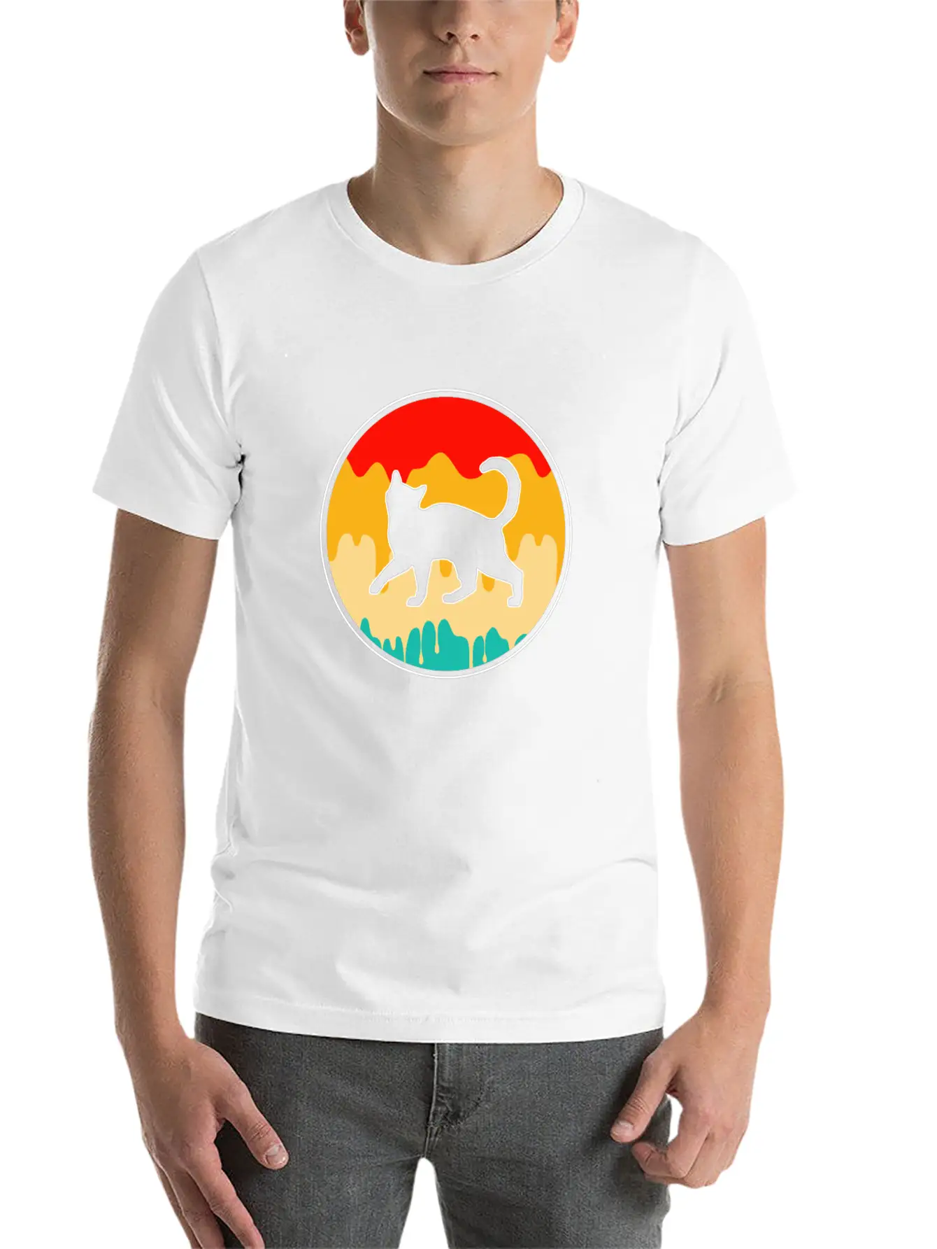 Cat Retro Unisex Short Sleeve Soft Cotton T-Shirt – Casual Everyday Wear