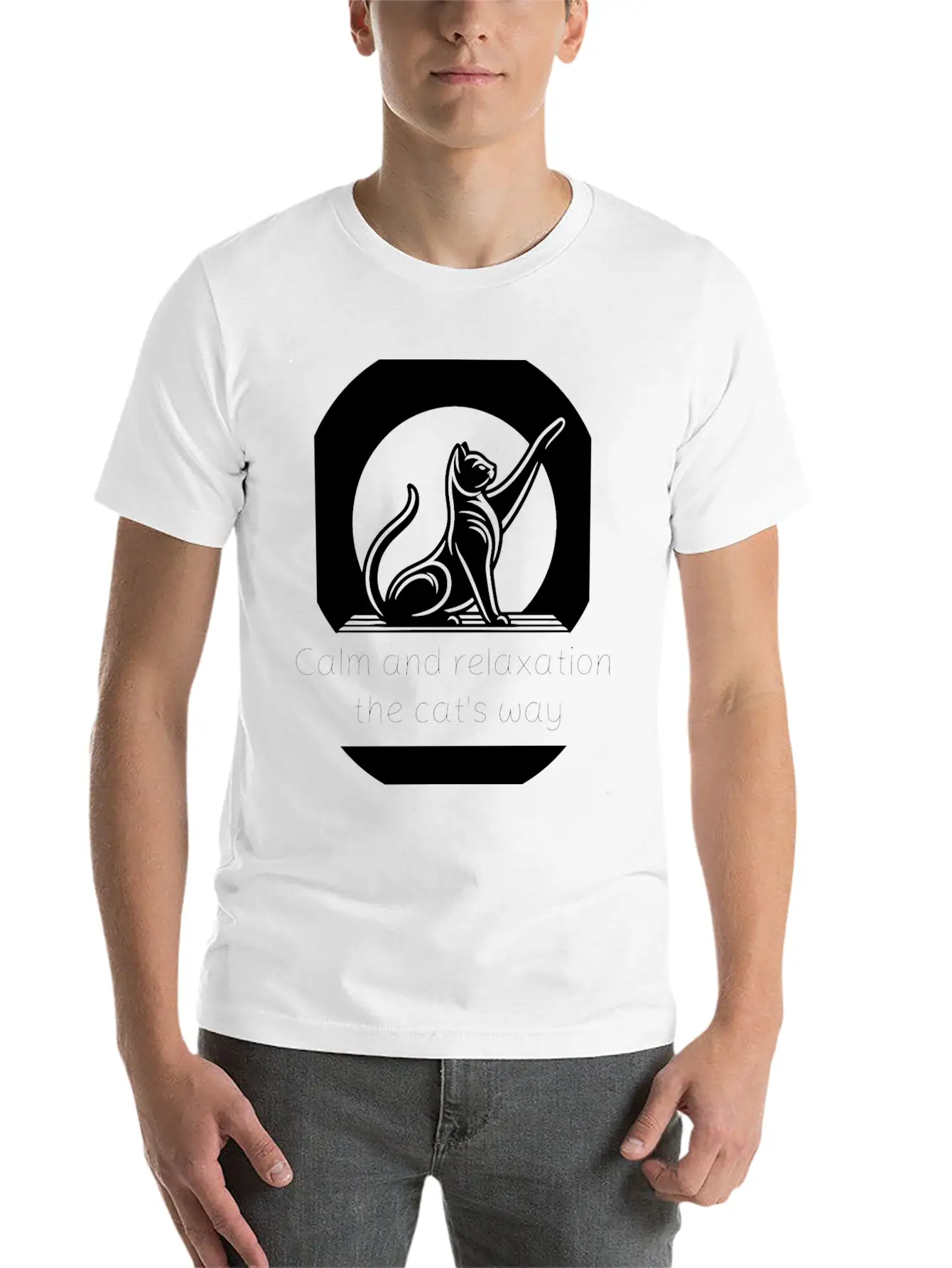 Cat Yoga - Calm And Relaxation The Cat's Way. Unisex Short Sleeve Soft Cotton T-Shirt – Casual Everyday Wear