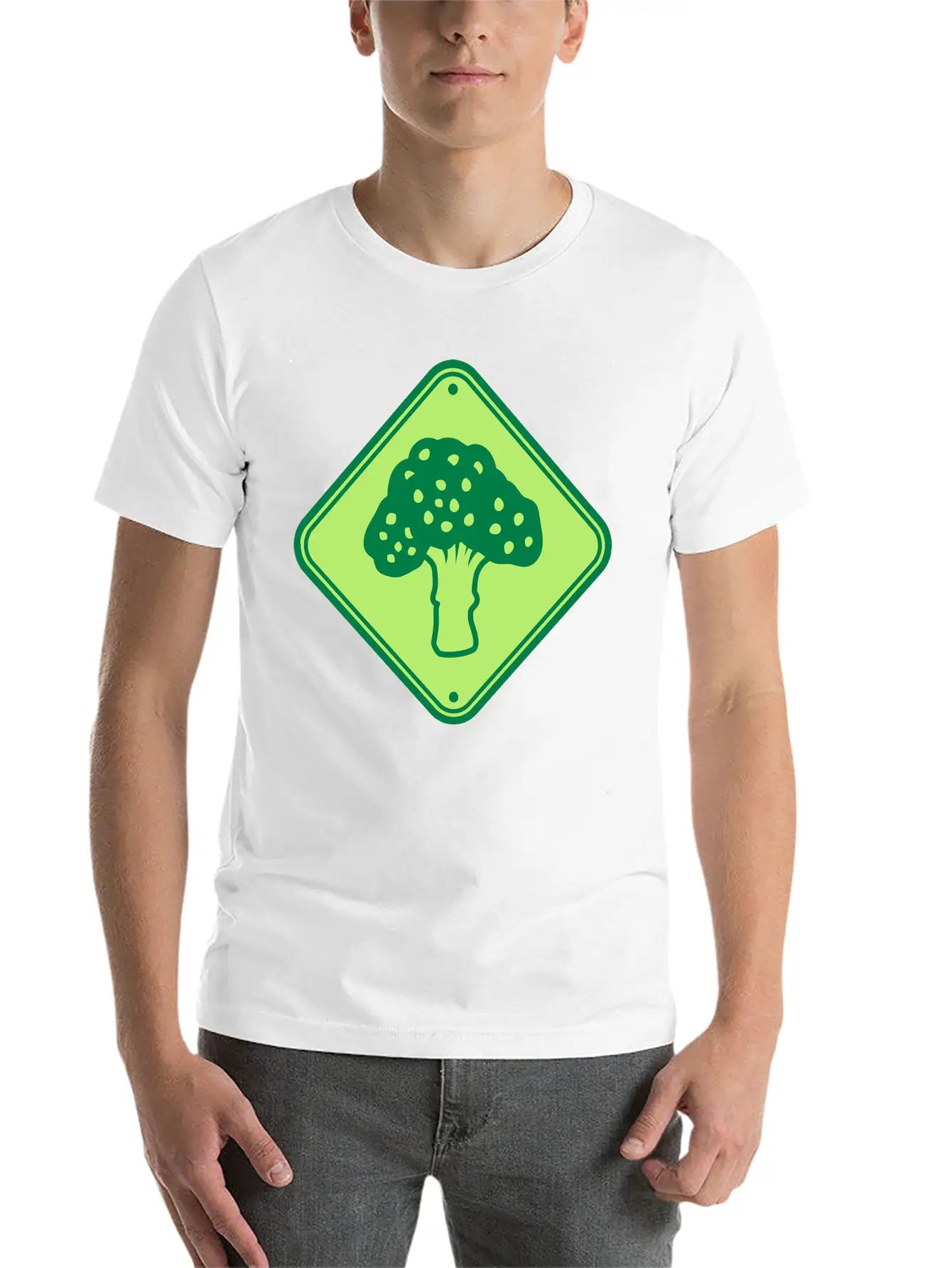 Caution Vegetables Broccoli Essential Unisex Summer Tee – Soft Cotton Casual Fit