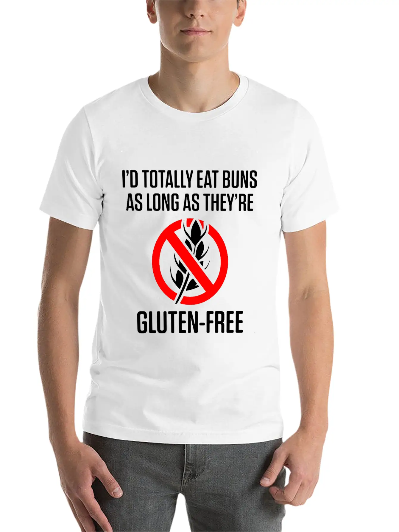 Celiac Disease Gluten Free Awareness Eat Buns Unisex Short Sleeve Soft Cotton T-Shirt – Casual Everyday Wear