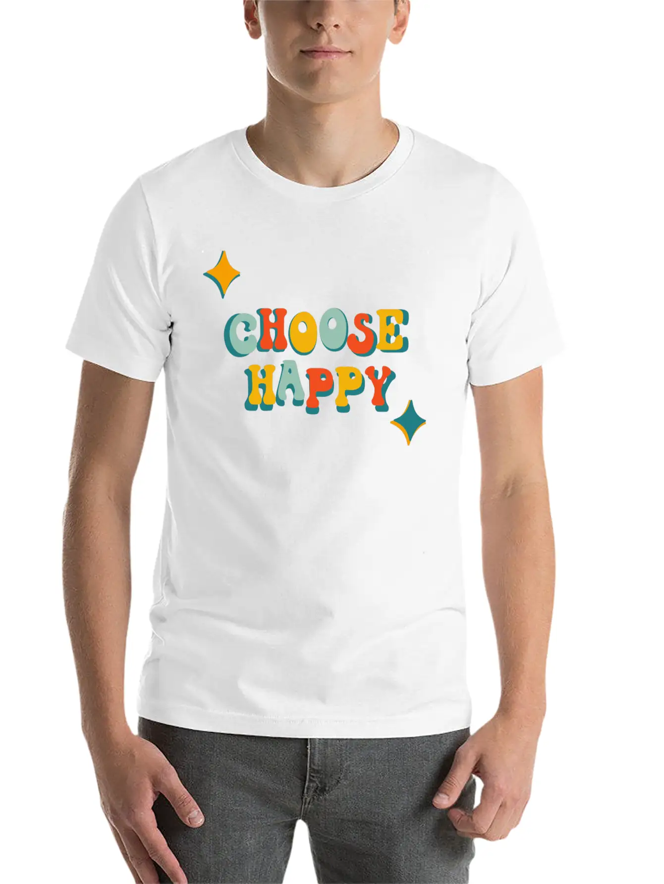 Choose Happy Unisex Short Sleeve Soft Cotton T-Shirt – Casual Everyday Wear