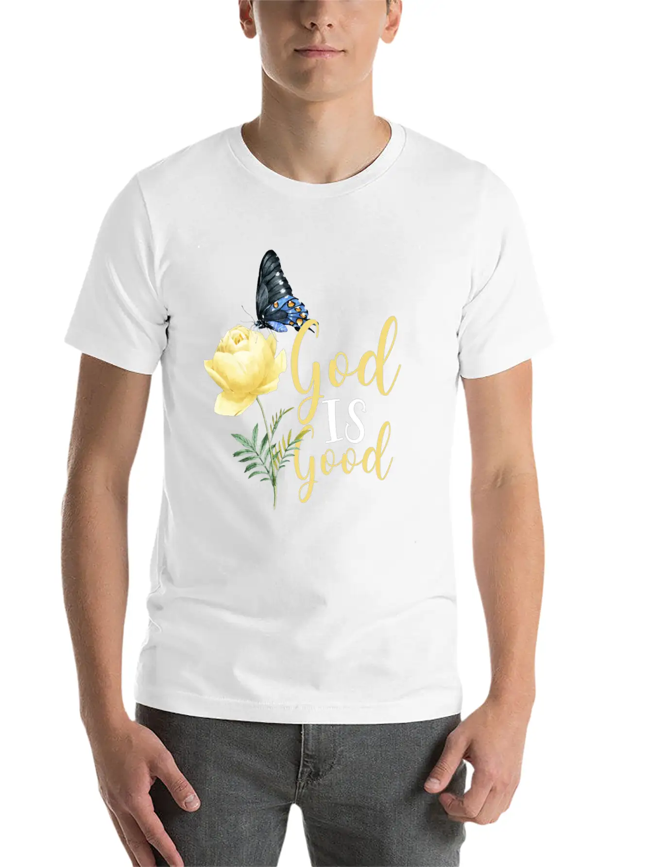 Christian Bible Verse Butterfly Timeless Short Sleeve Tee – Comfy And Minimalist Design