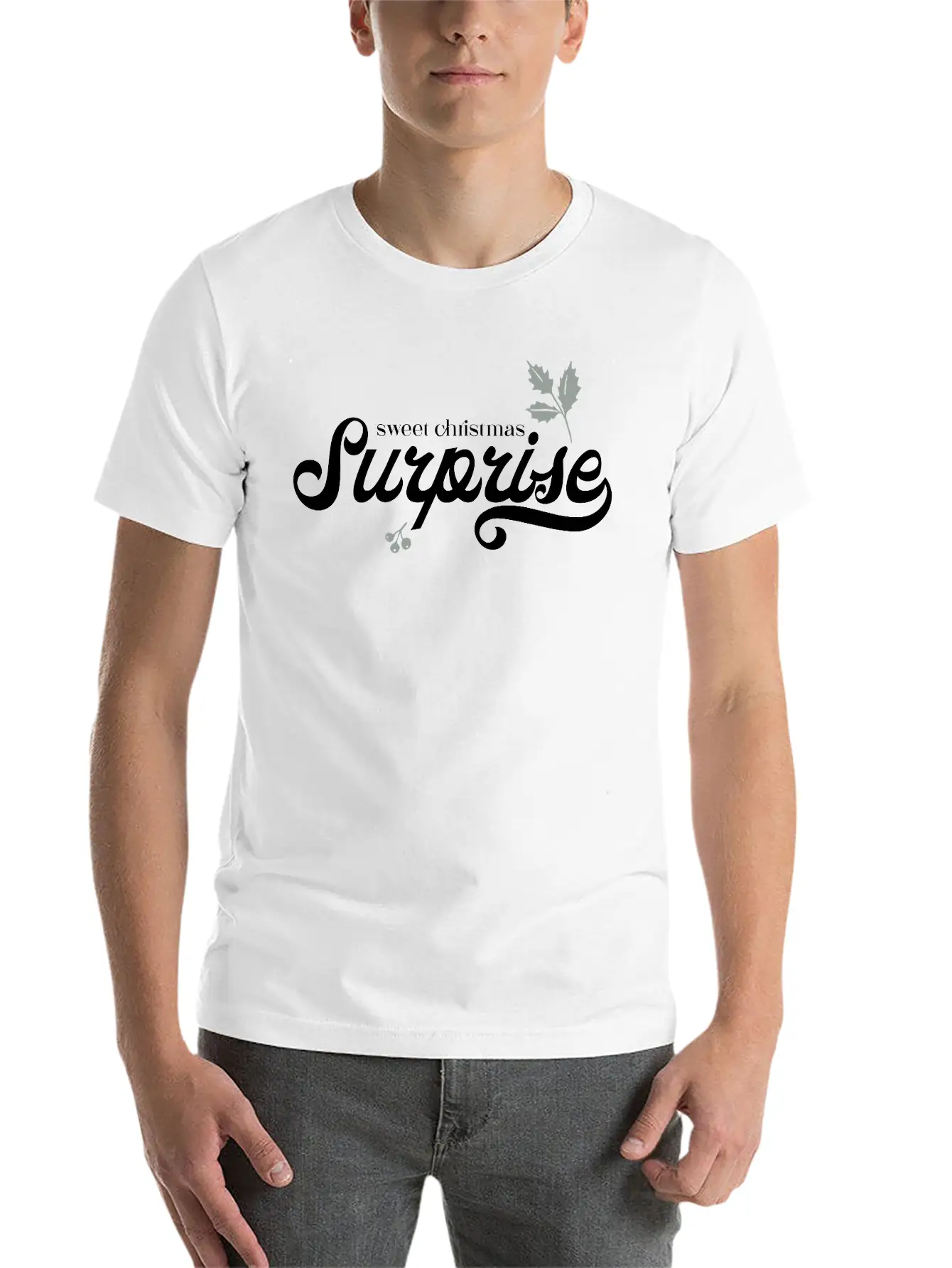 Christmas Surprise – Xmas Gift Idea Present Text Stylish Everyday T-Shirt – Unisex Basic Cotton Tee