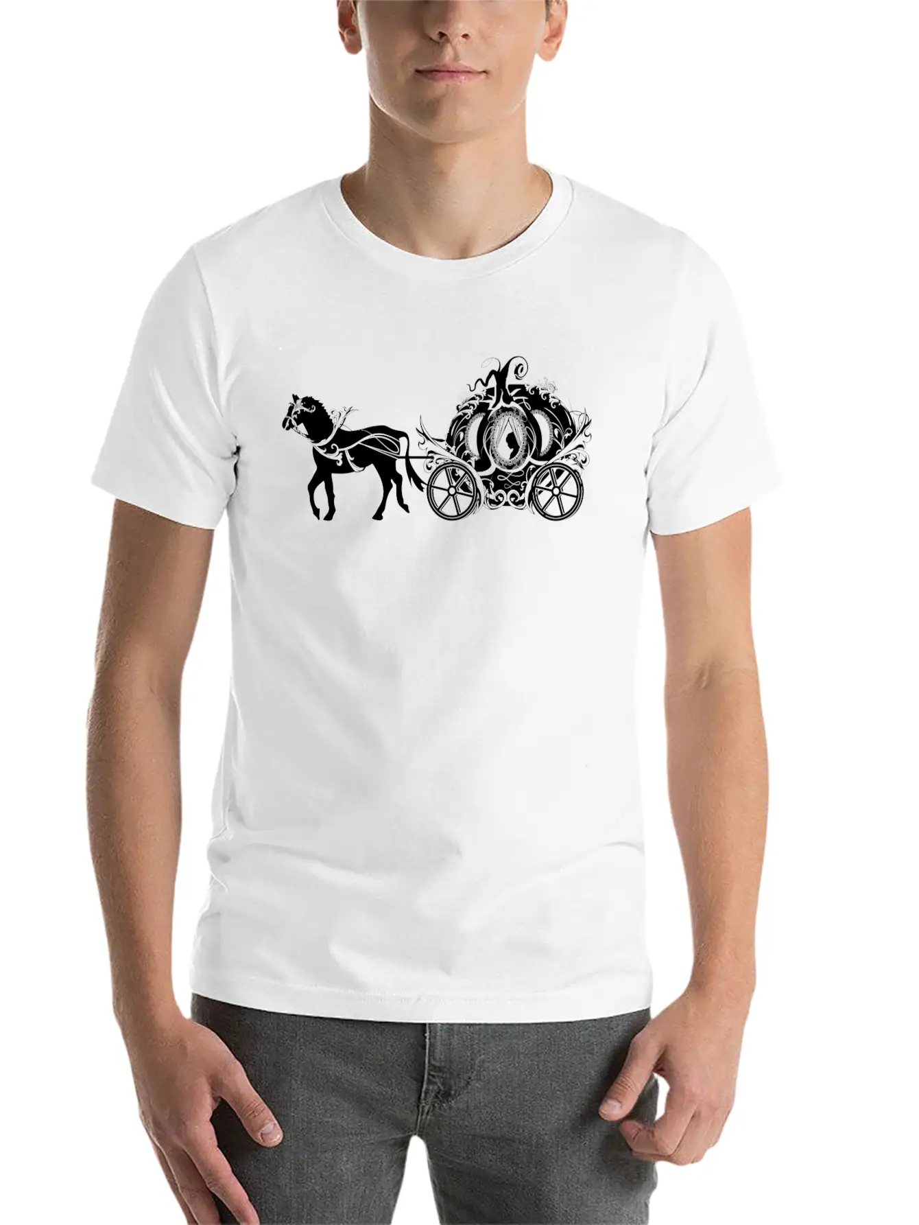Cinderella In The Pumpkin Carriage Unisex Short Sleeve Soft Cotton T-Shirt – Casual Everyday Wear