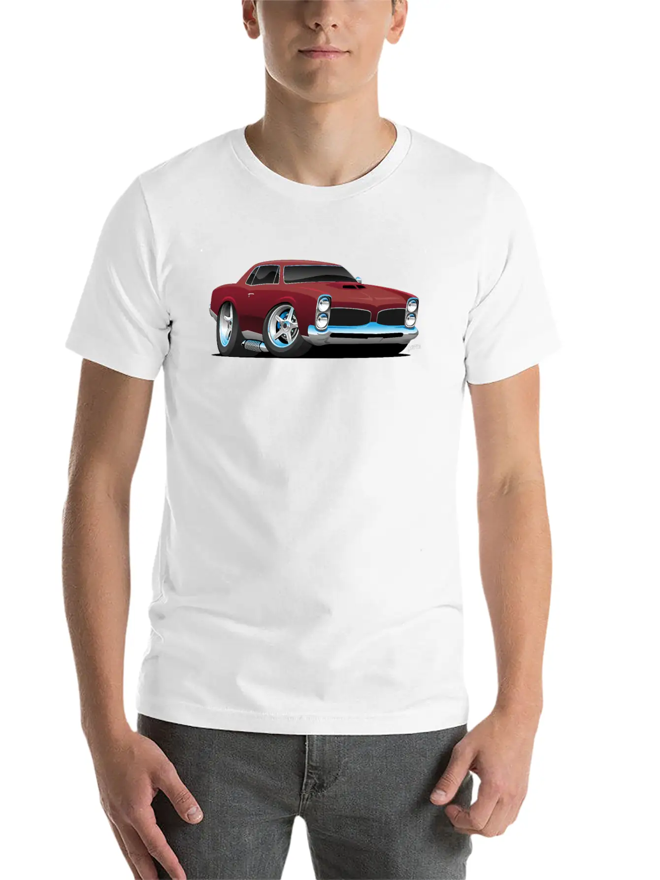 Classic American Muscle Car Cartoon Relaxed Everyday Tee – Lightweight And Durable Cotton