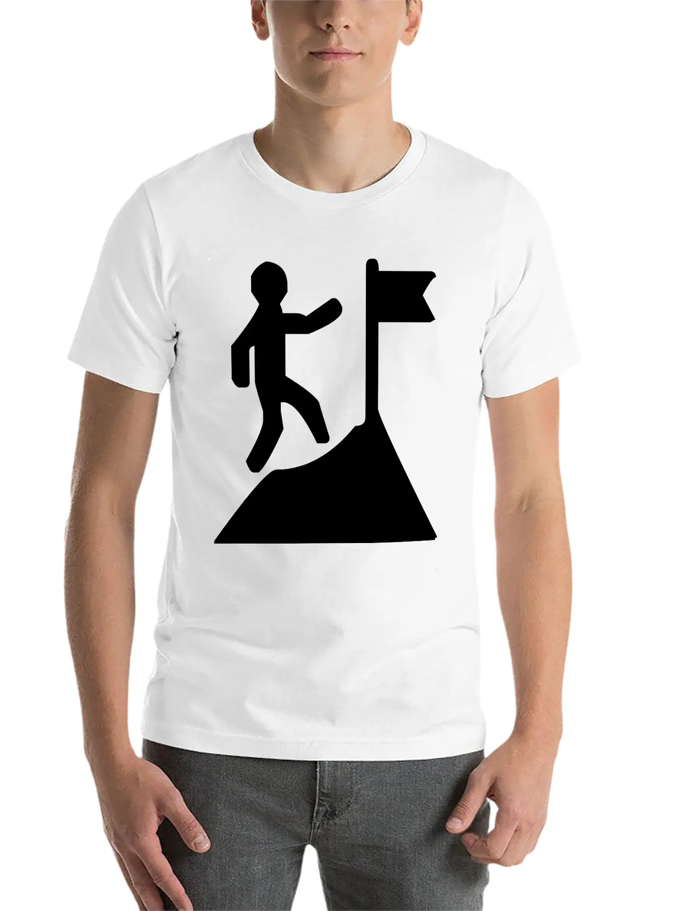 Climbing A Mountain Unisex Short Sleeve Soft Cotton T-Shirt – Casual Everyday Wear