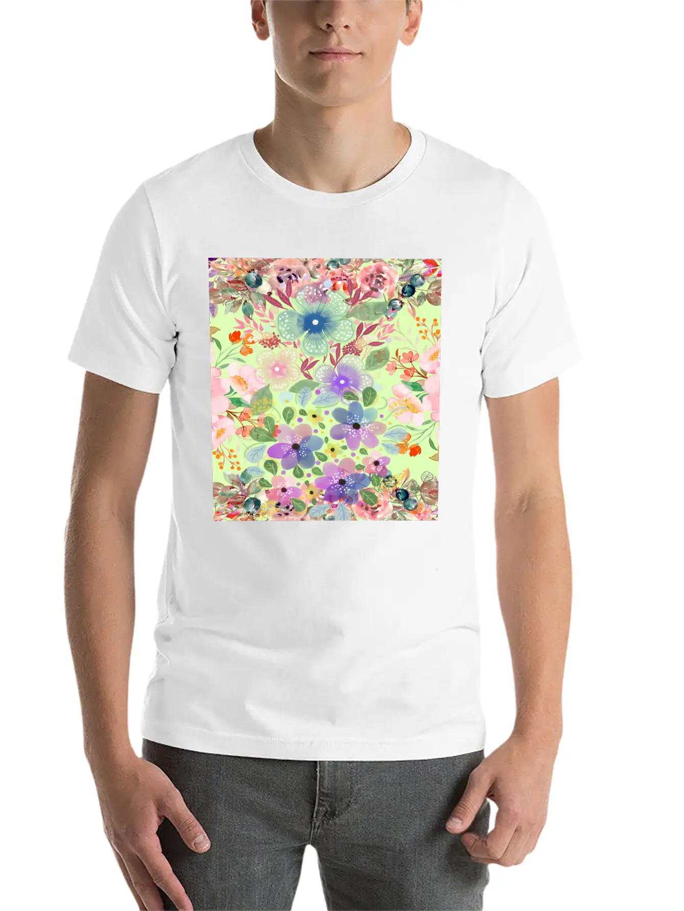 Colrful Floral Pattern Basic Graphic T-Shirt – Daily Comfort In Soft Cotton