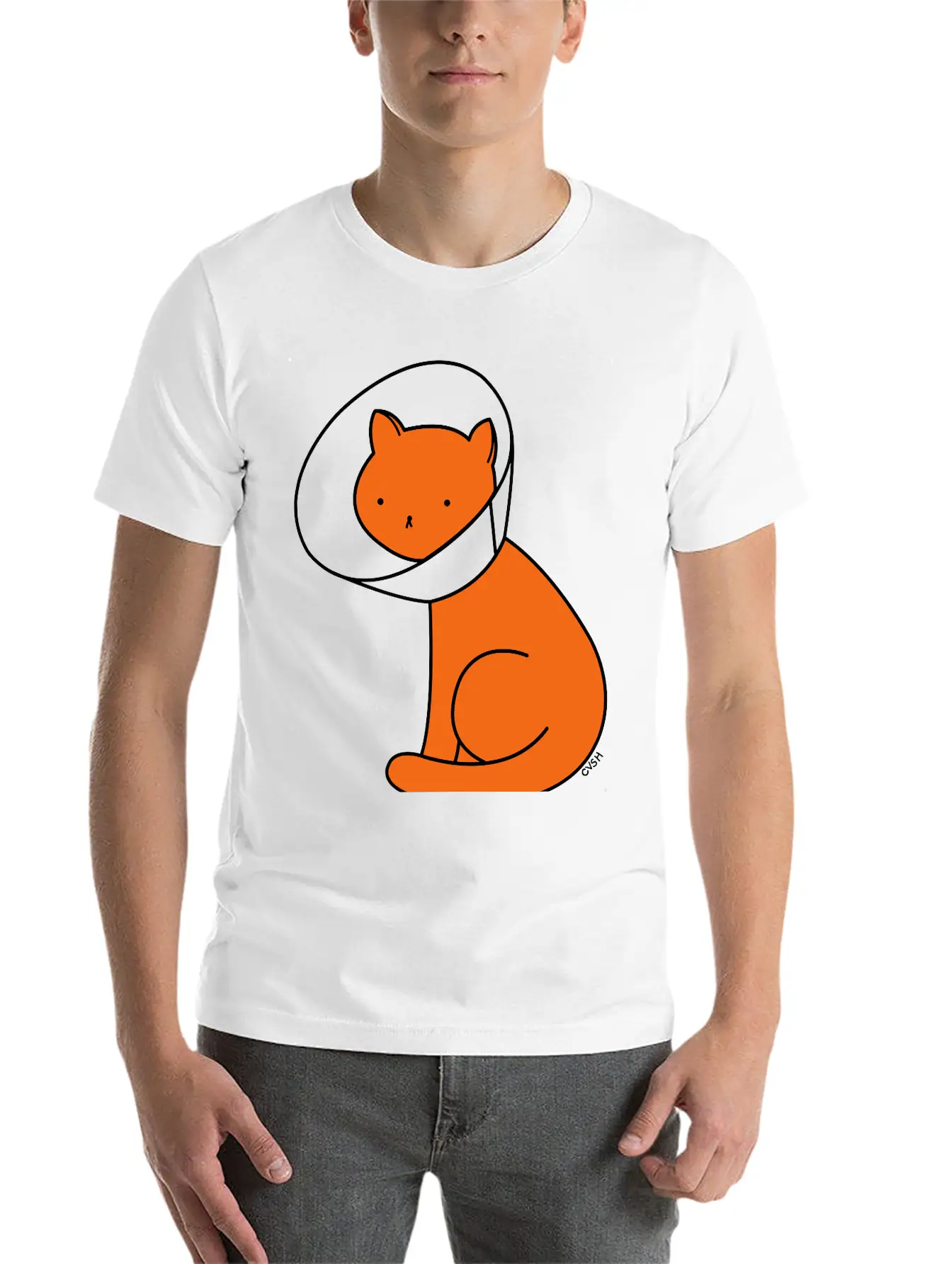 Cone Of Shame Cat Versus Humans Mp Basic Graphic T-Shirt – Daily Comfort In Soft Cotton