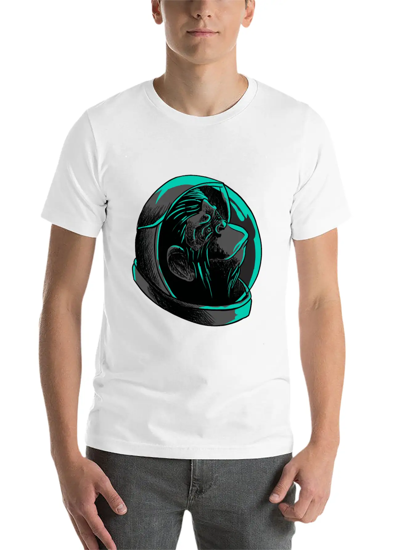 Cool Astronaut Monkey Head T-Shirt - Funny Ape Comfortable Minimalist Graphic Tee – Summer Style Essential